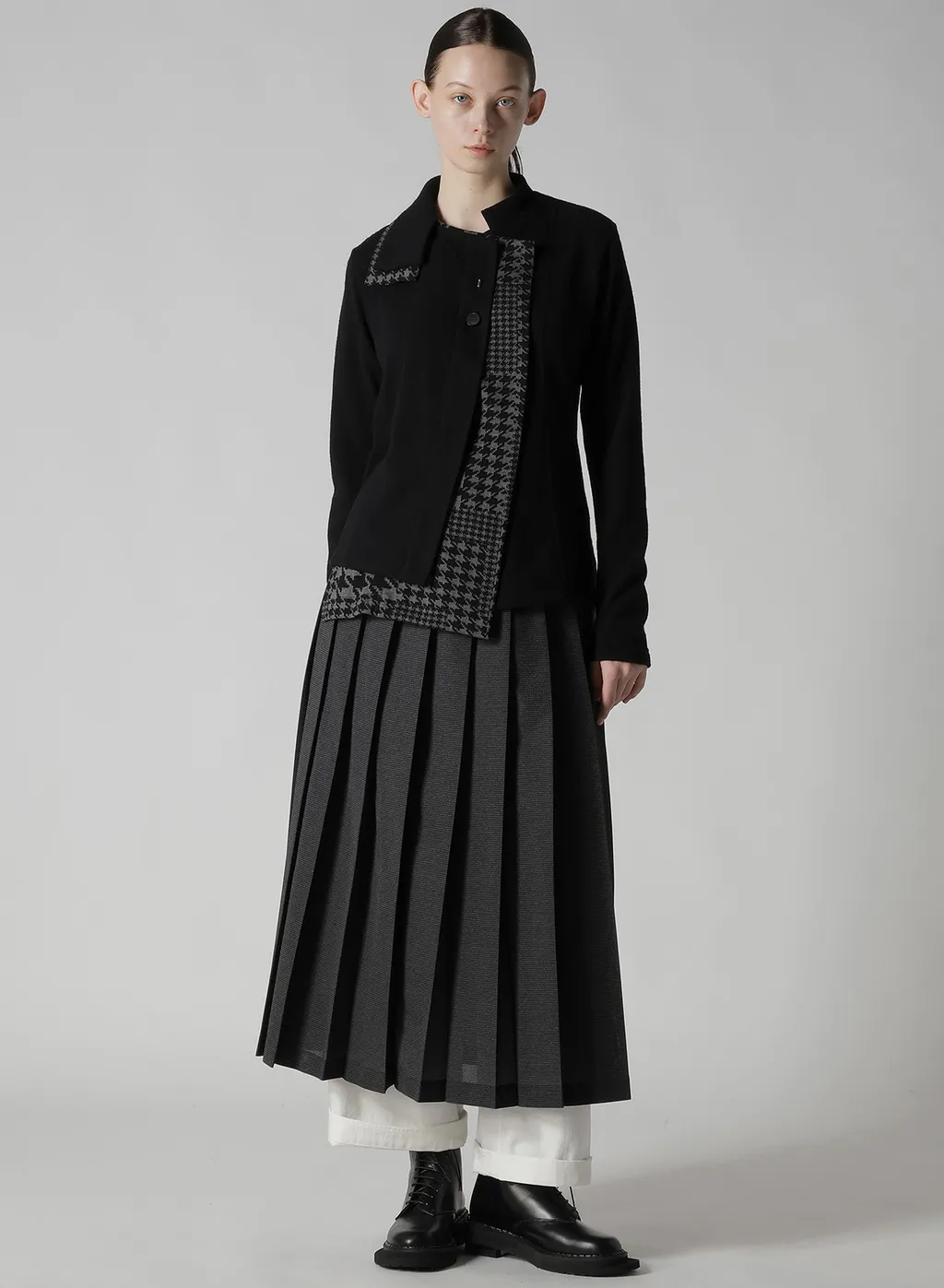 W/Ny Jersey Unbalanced Collar Cardigan