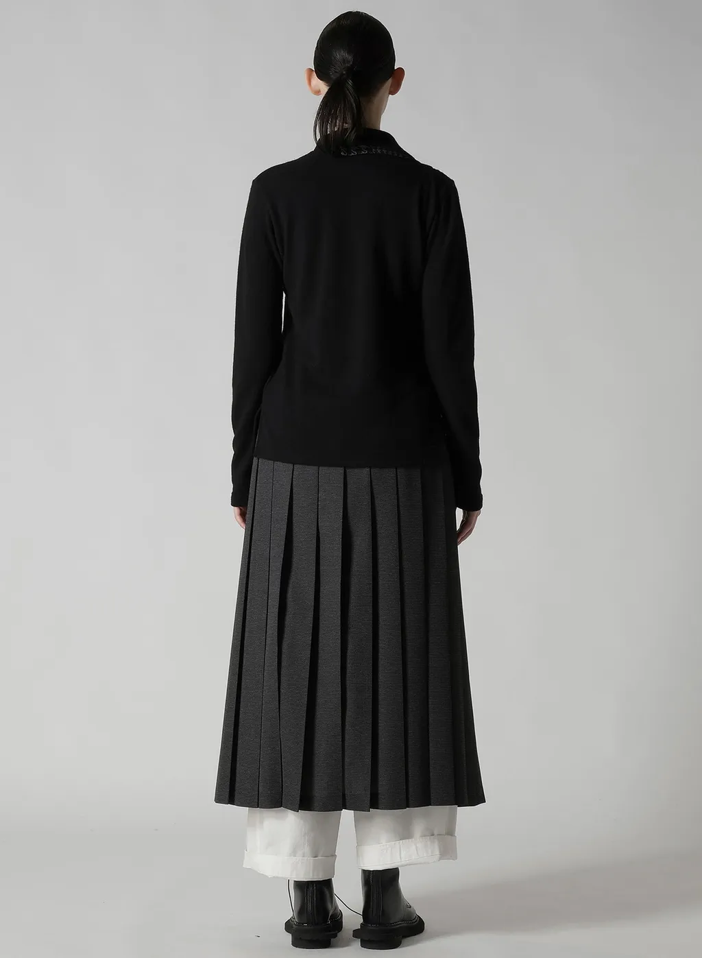 W/Ny Jersey Unbalanced Collar Cardigan