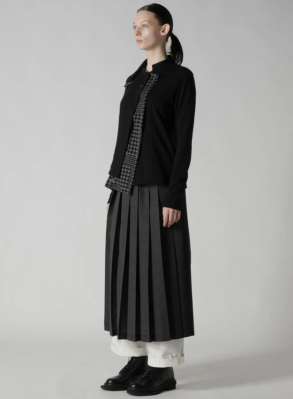 W/Ny Jersey Unbalanced Collar Cardigan