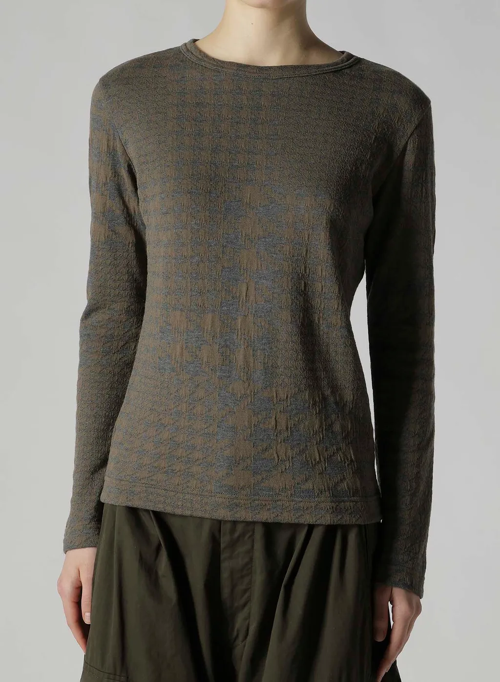 Houndstooth Unbalanced Long Sleeve T