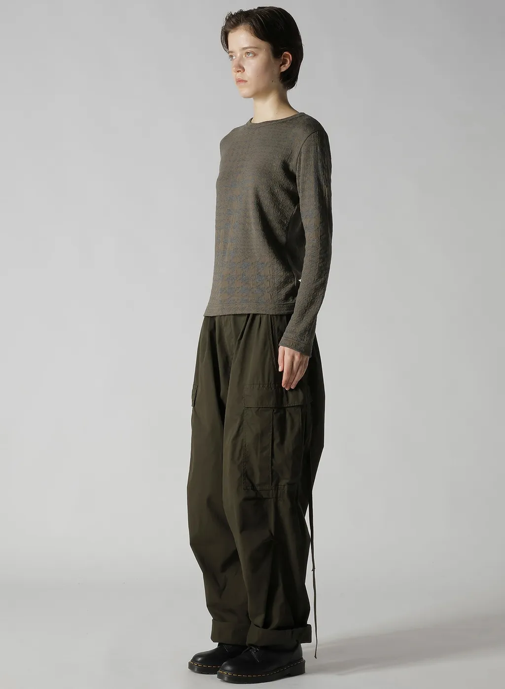 Houndstooth Unbalanced Long Sleeve T