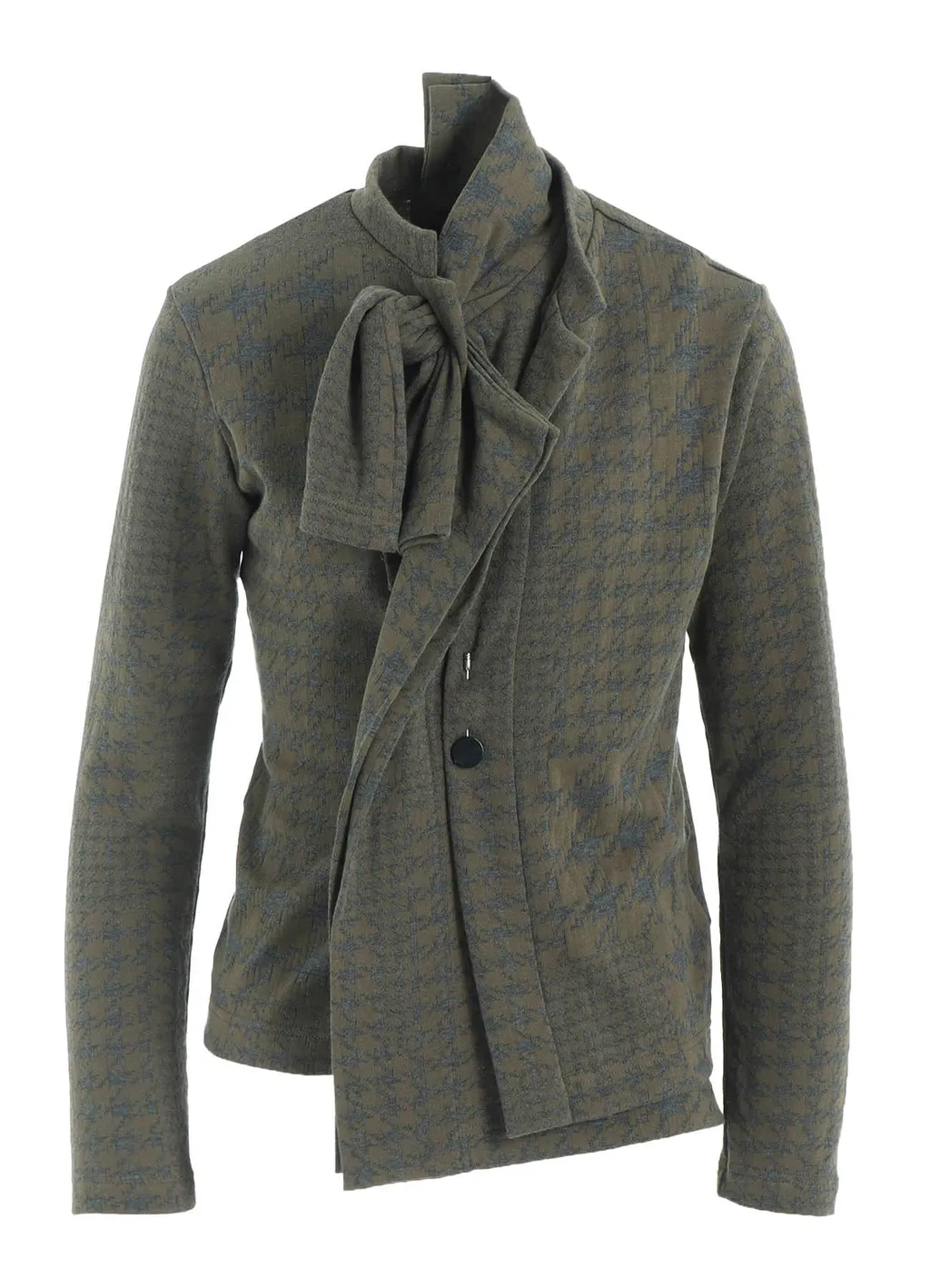 Houndstooth Unbalanced Ribbon Cardigan