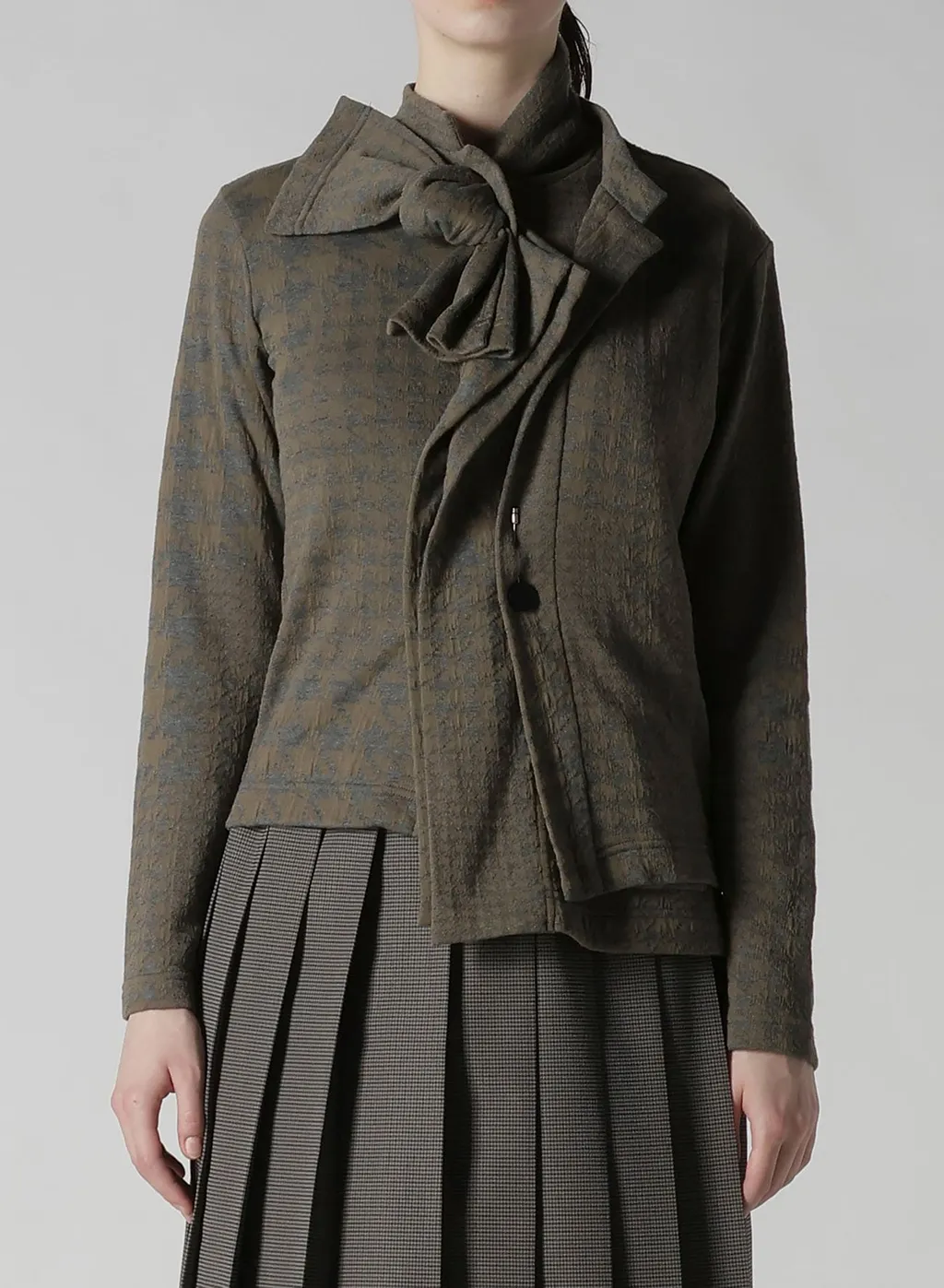 Houndstooth Unbalanced Ribbon Cardigan