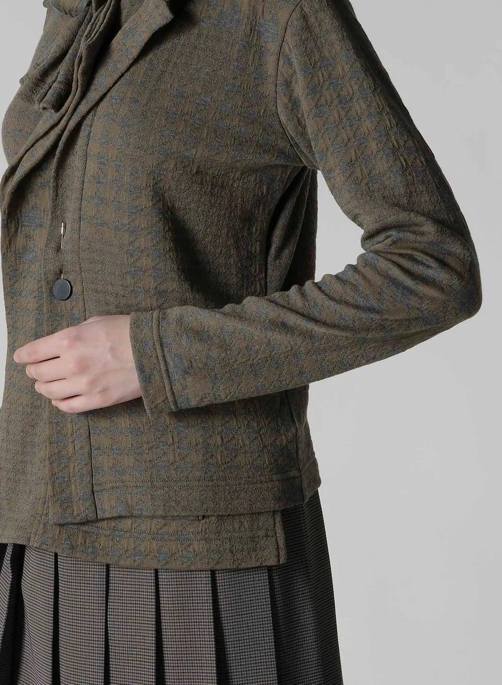 Houndstooth Unbalanced Ribbon Cardigan