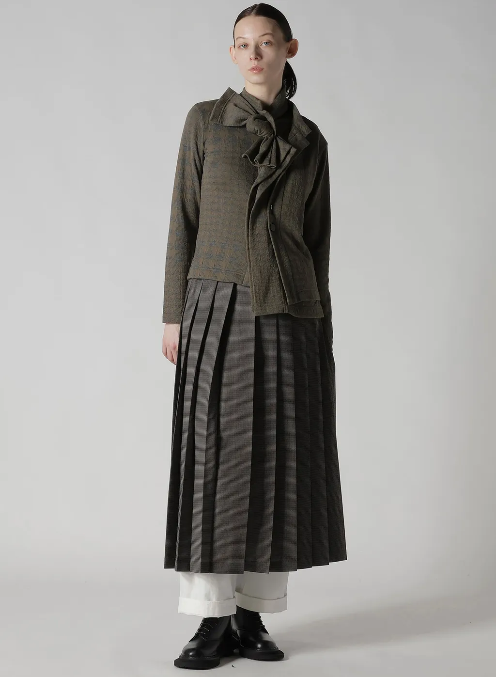 Houndstooth Unbalanced Ribbon Cardigan