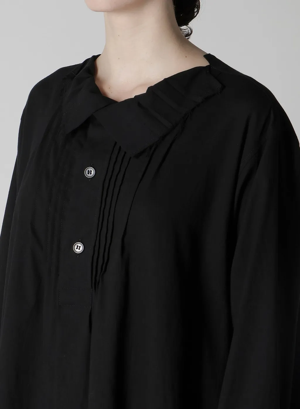 Cotton Viyella Pintuck Asymmeteric Blouse