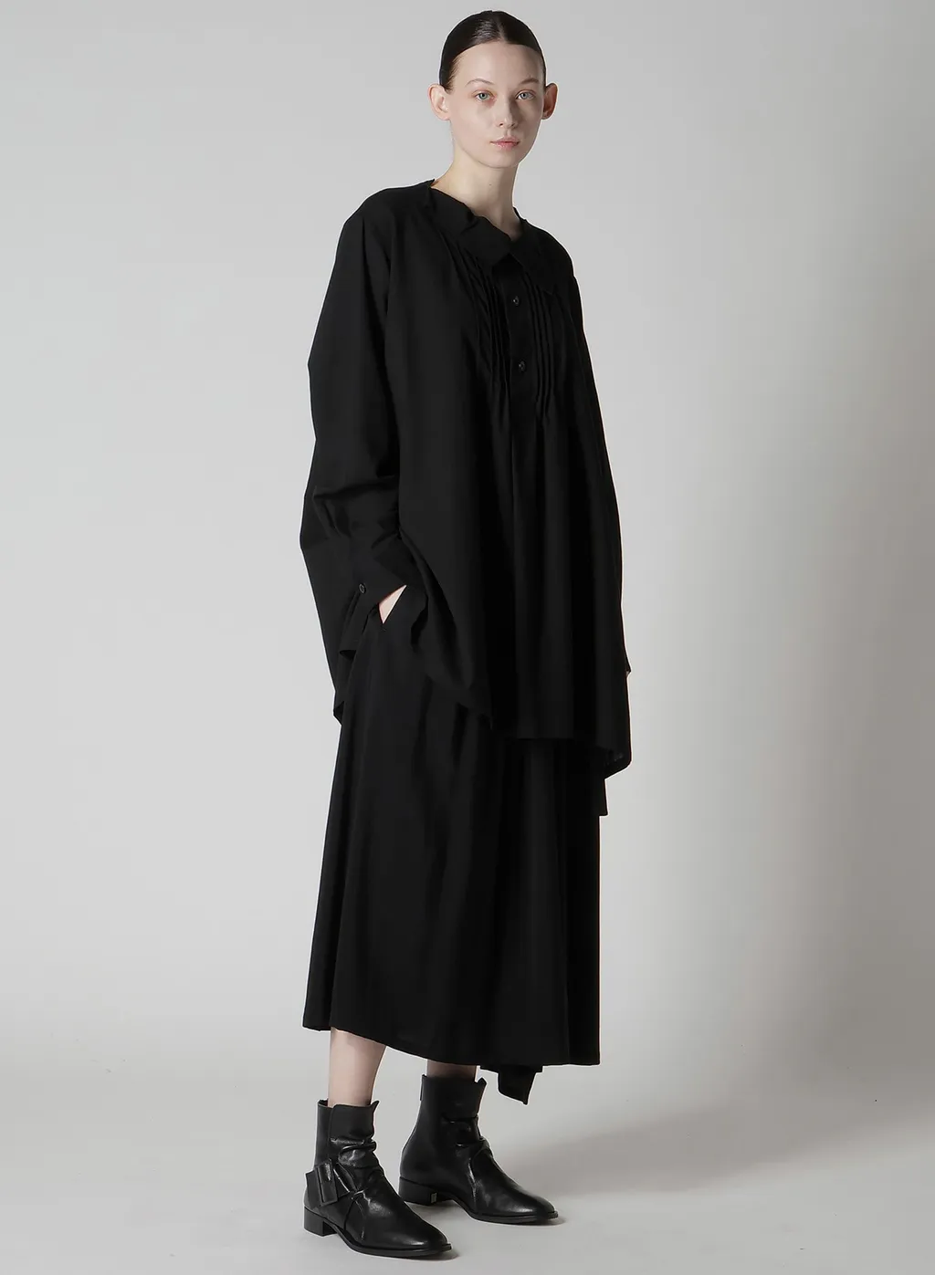Cotton Viyella Pintuck Asymmeteric Blouse