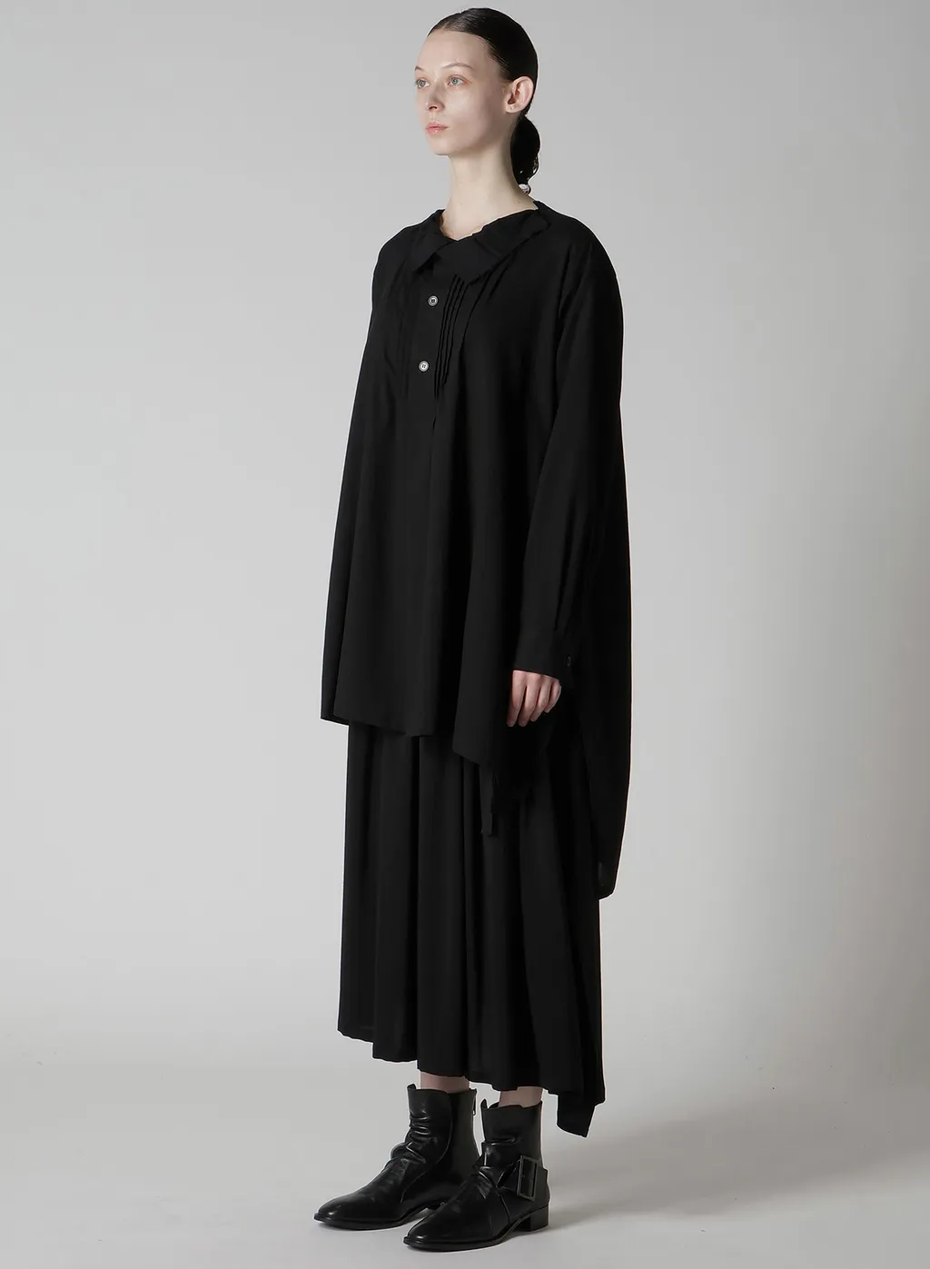 Cotton Viyella Pintuck Asymmeteric Blouse