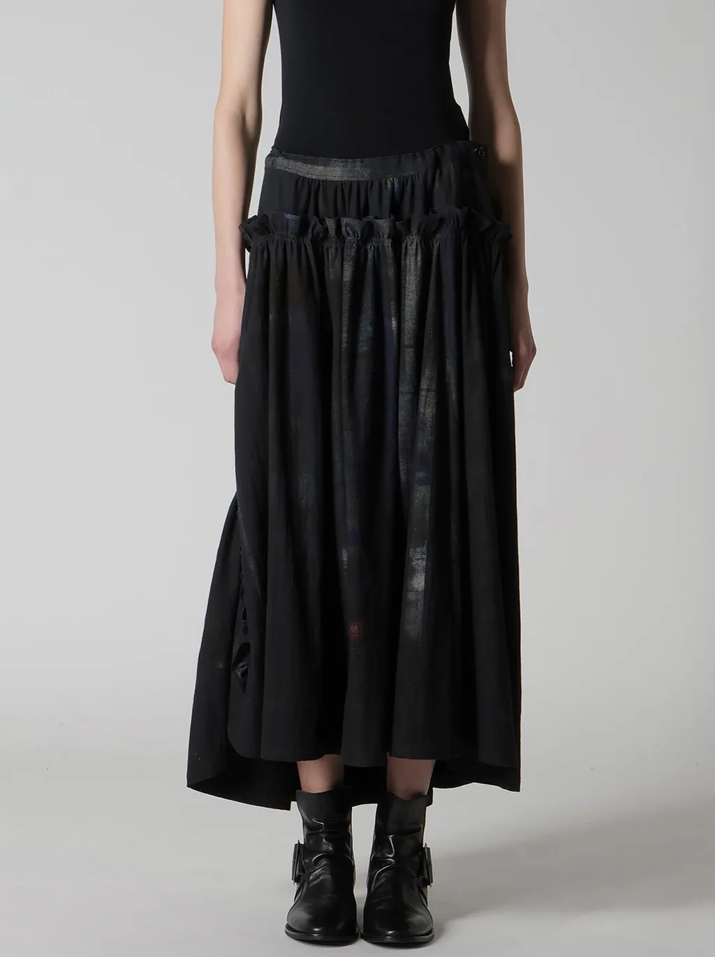 6Oz Denim Frill Gathered Skirt