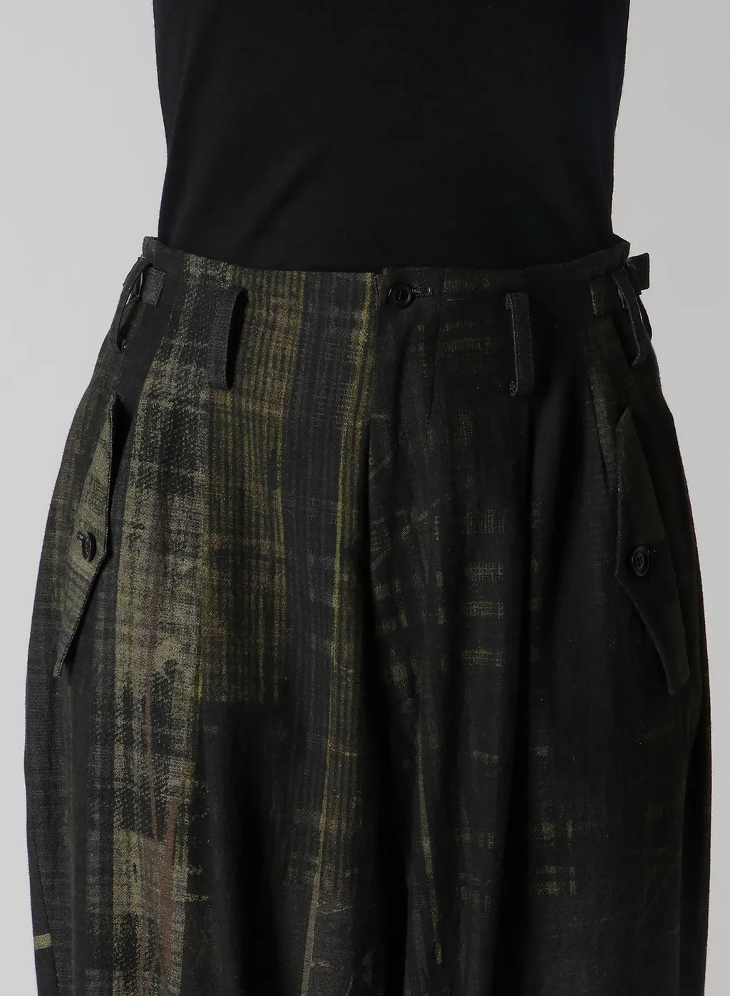 Faded Plaid 6Oz Denim Double Tuck Wide Pants