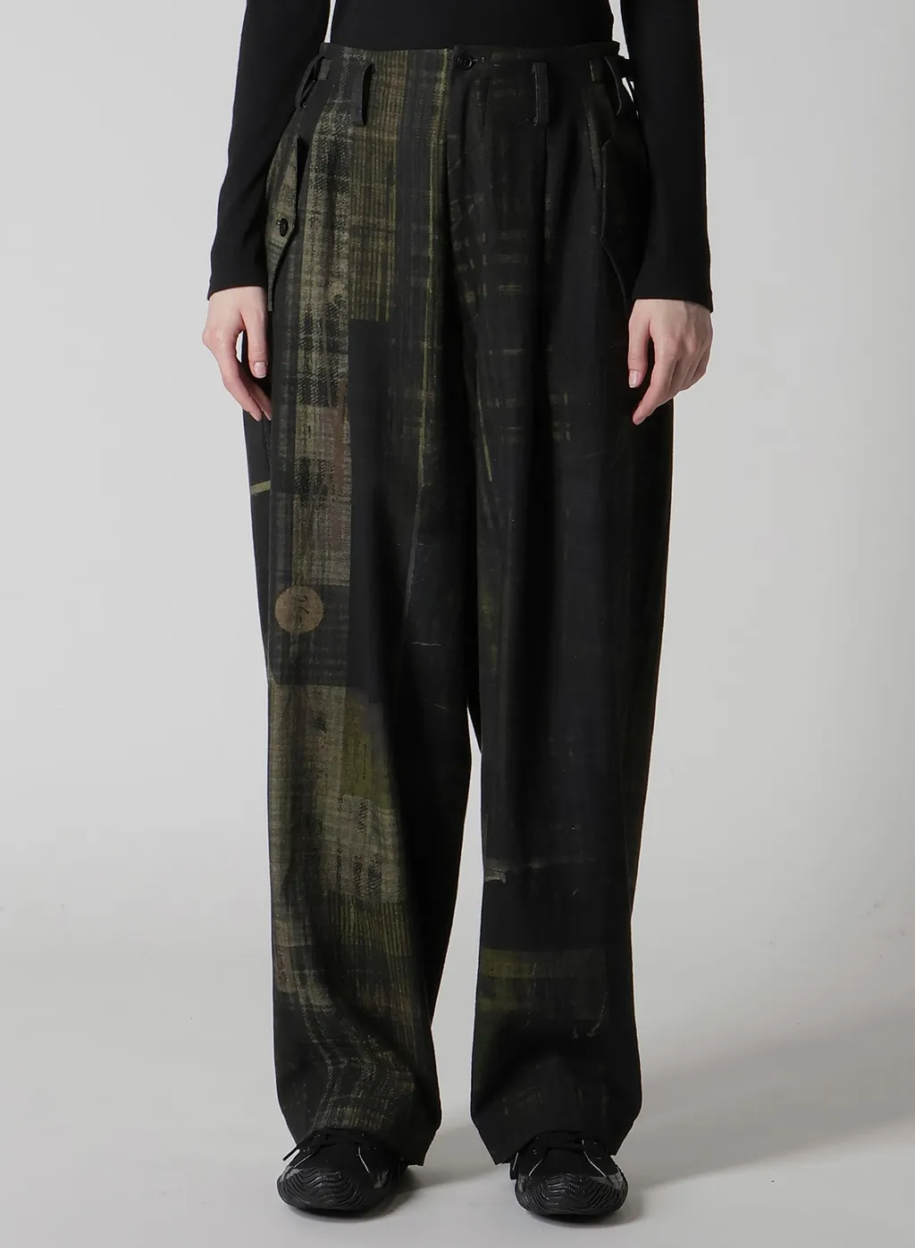 Faded Plaid 6Oz Denim Double Tuck Wide Pants