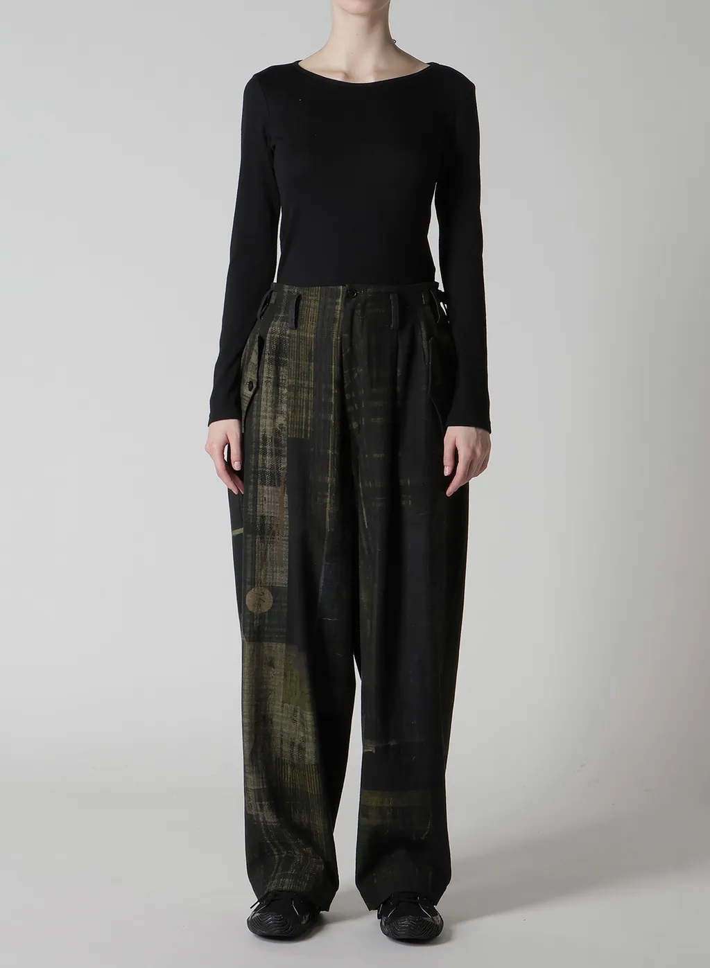 Faded Plaid 6Oz Denim Double Tuck Wide Pants
