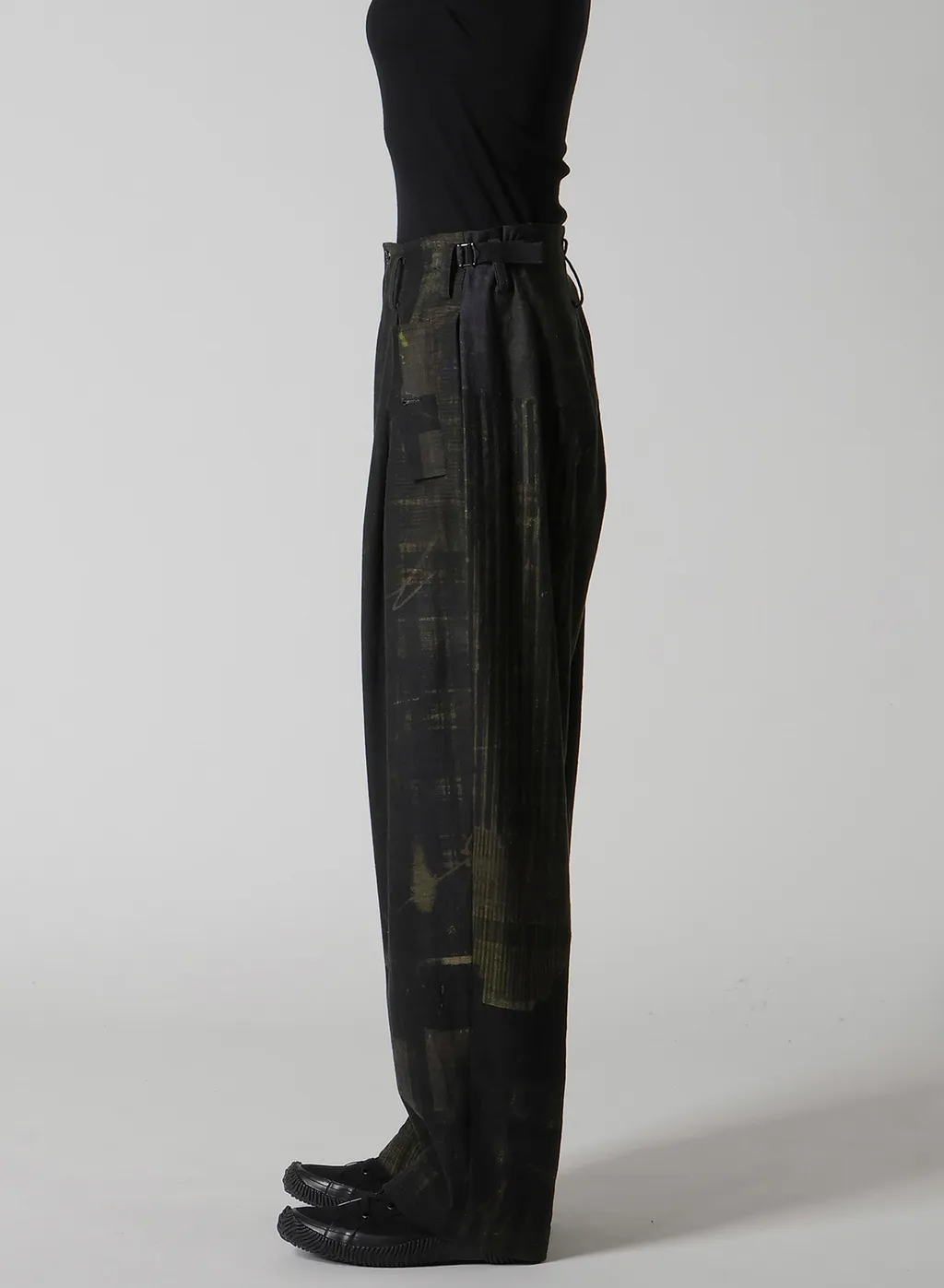 Faded Plaid 6Oz Denim Double Tuck Wide Pants