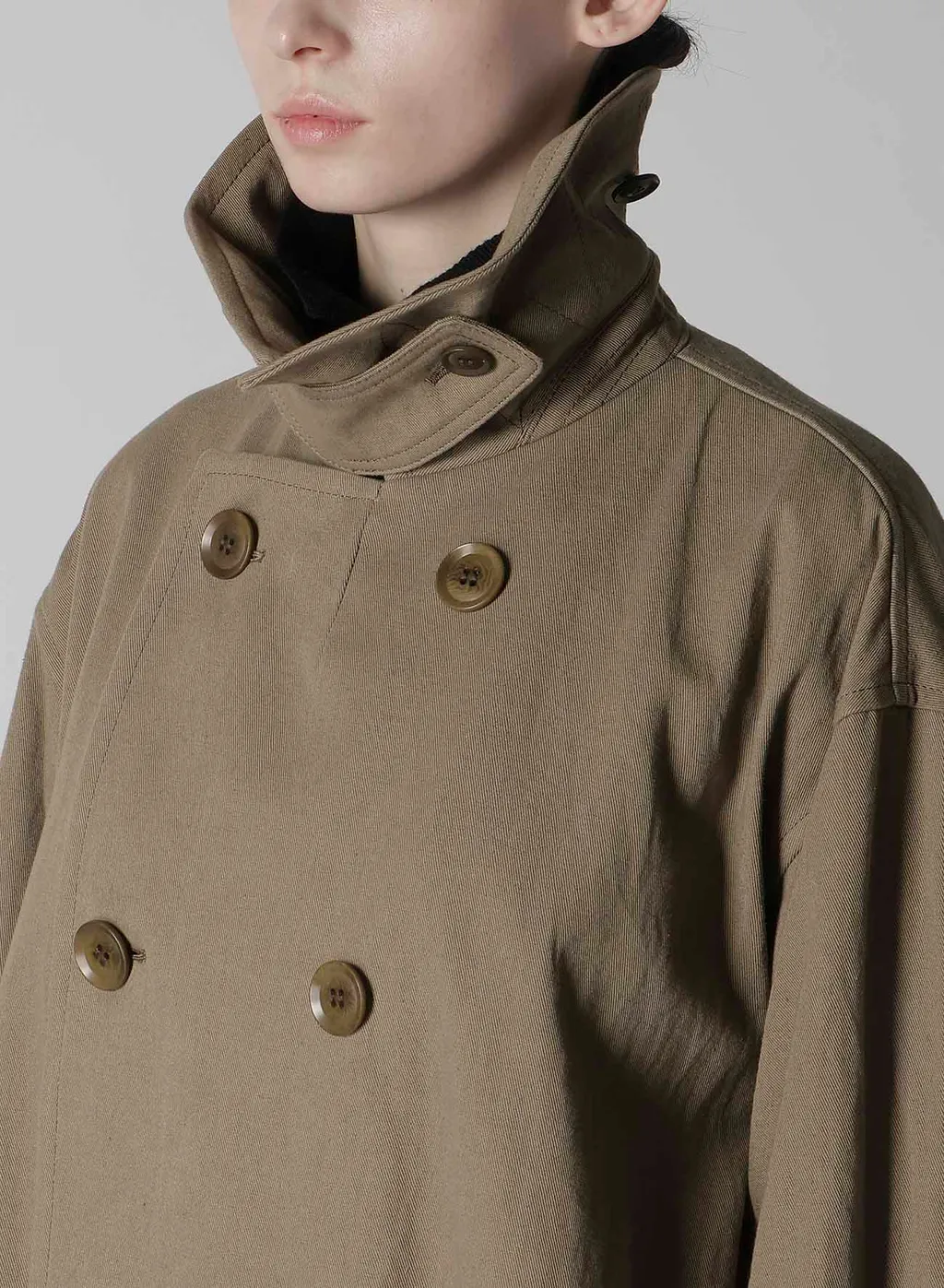 Cotton Linen Twill Half Pea Coat