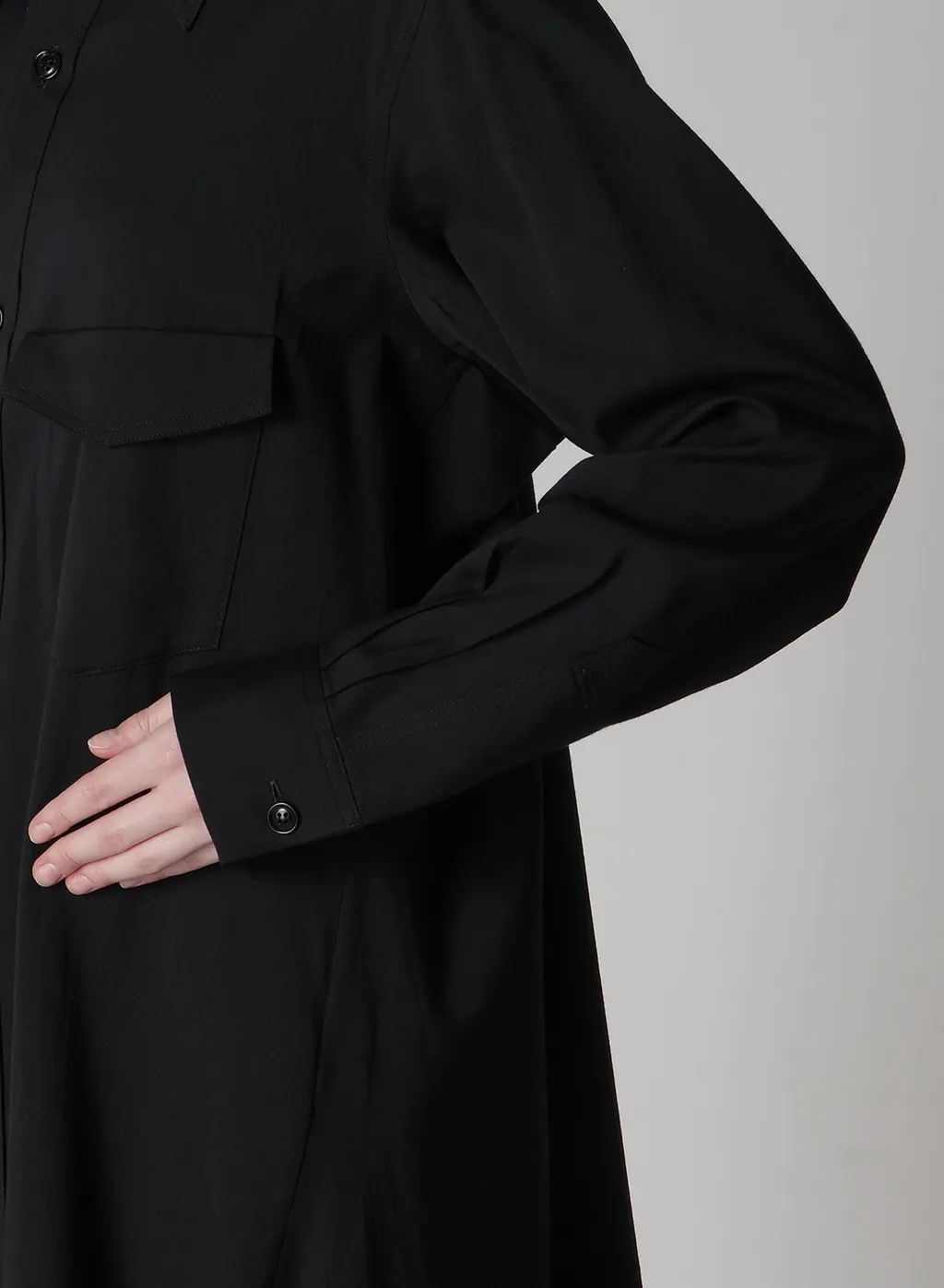 Wool Brend Twill Military Shirt Dress