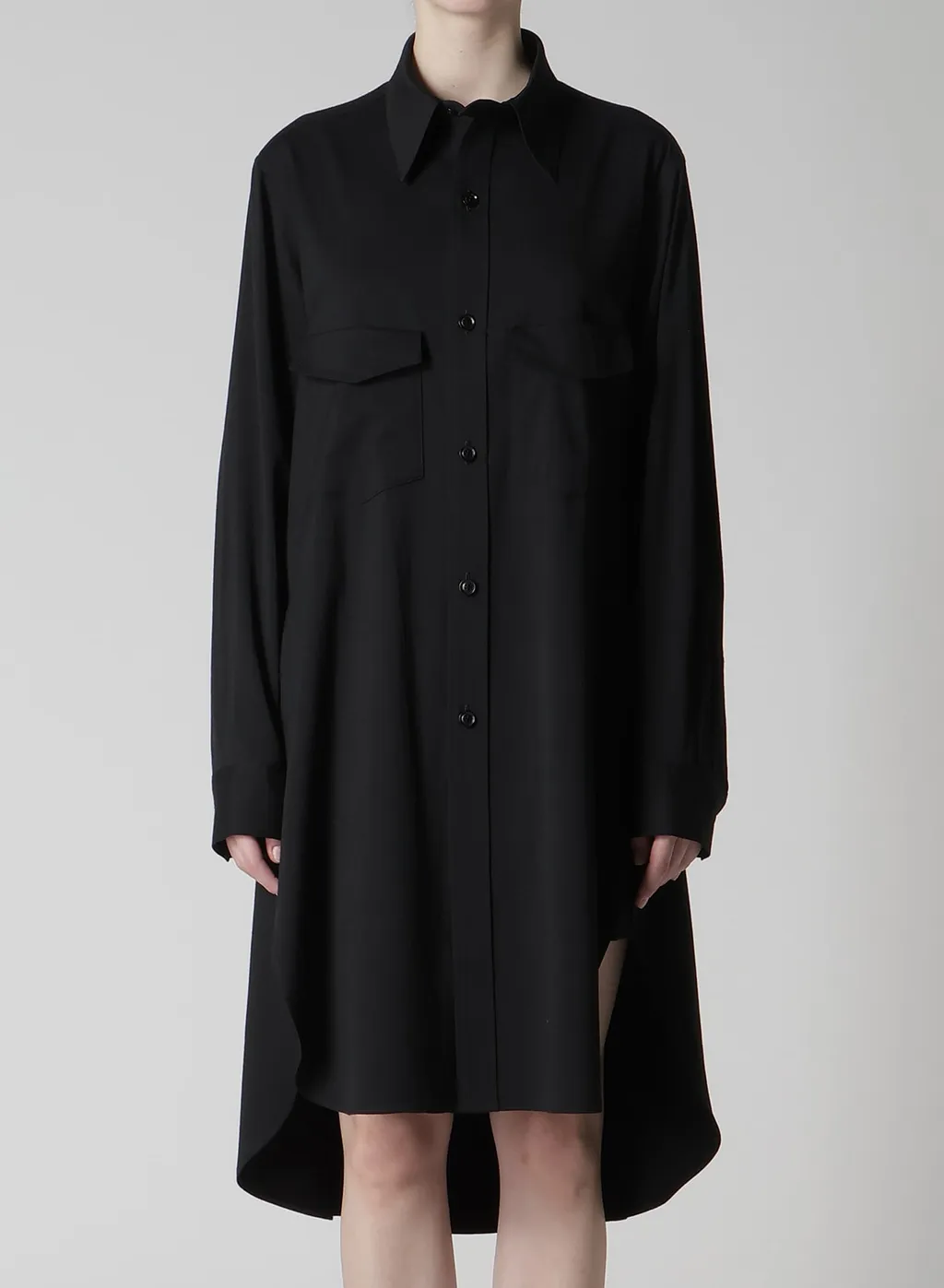 Wool Brend Twill Military Shirt Dress