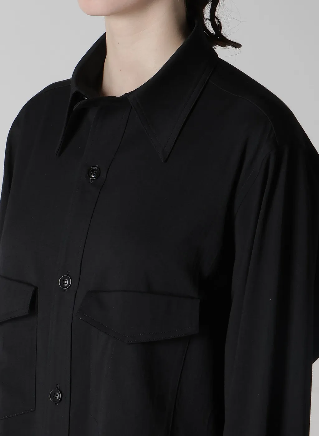 Wool Brend Twill Military Shirt Dress