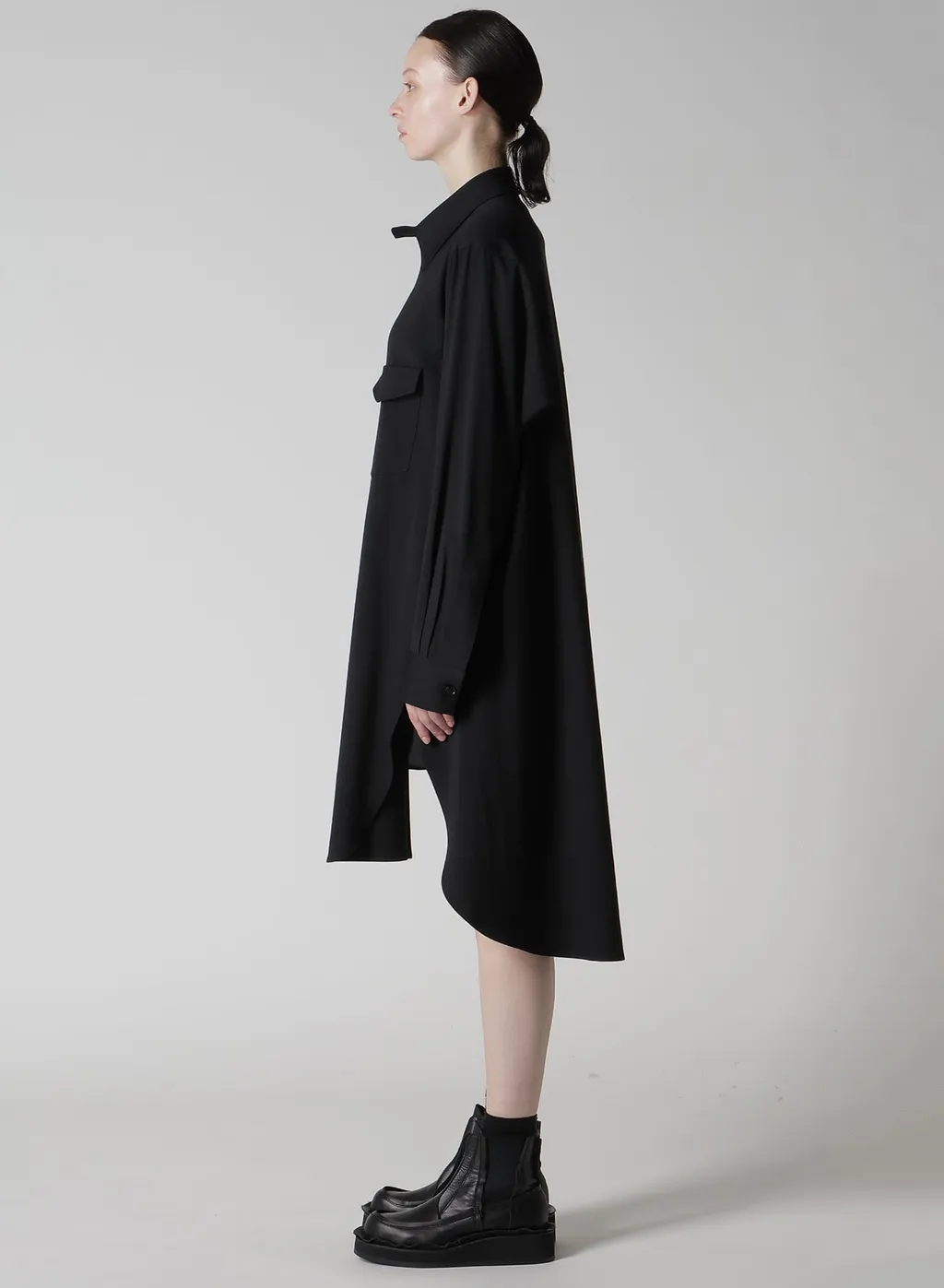 Wool Brend Twill Military Shirt Dress