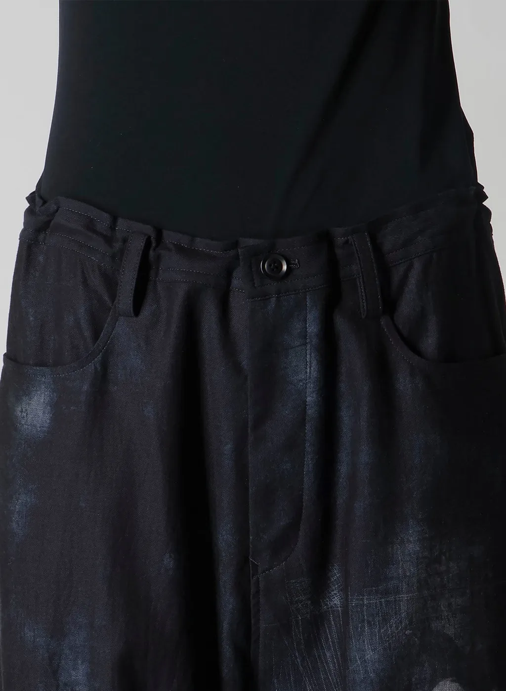 Bird Print Denim Long Straight Pants