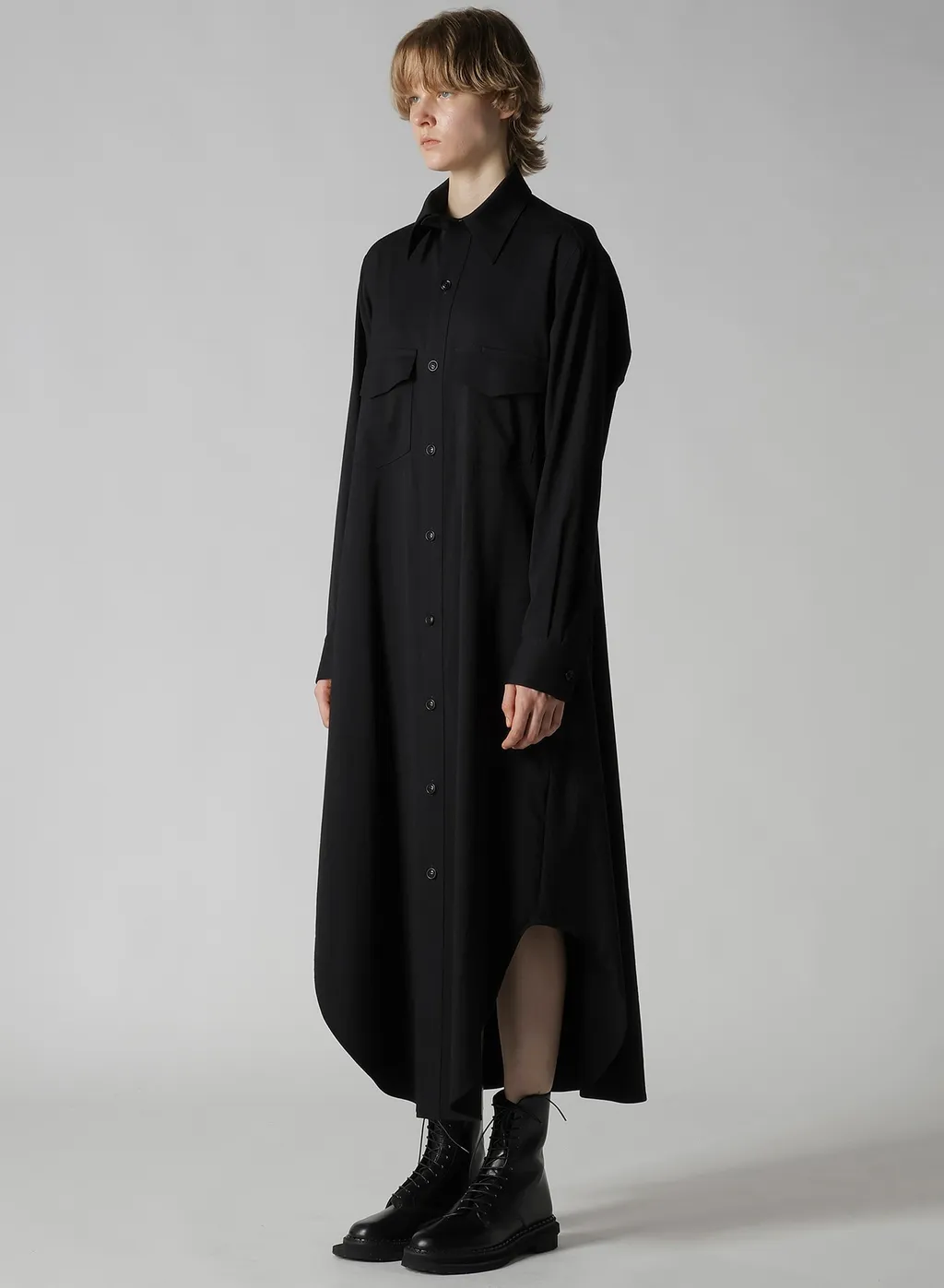 Wool Brend Twill Military Long Dress