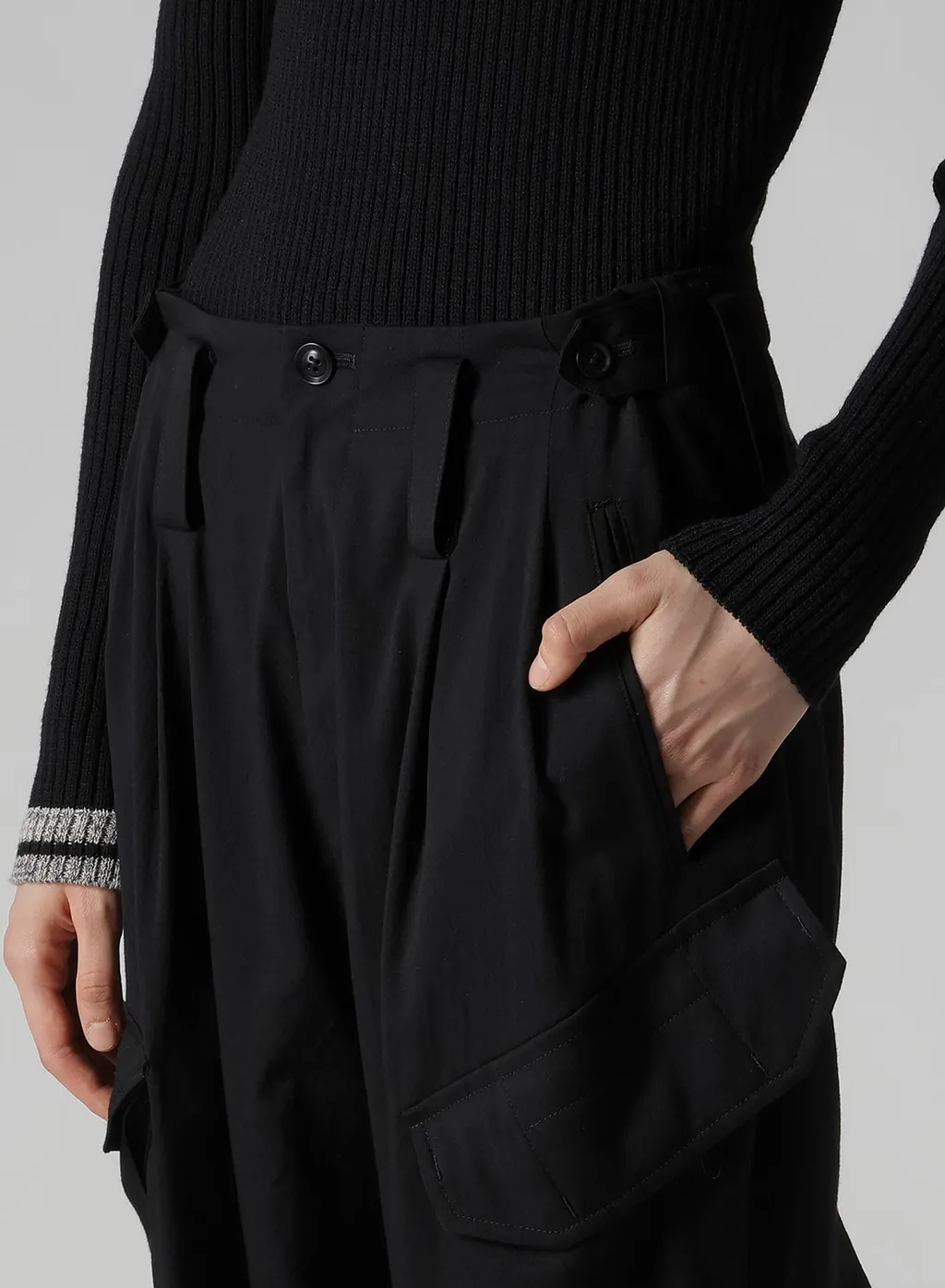 Wool Brend Twill Rib Hem Pants