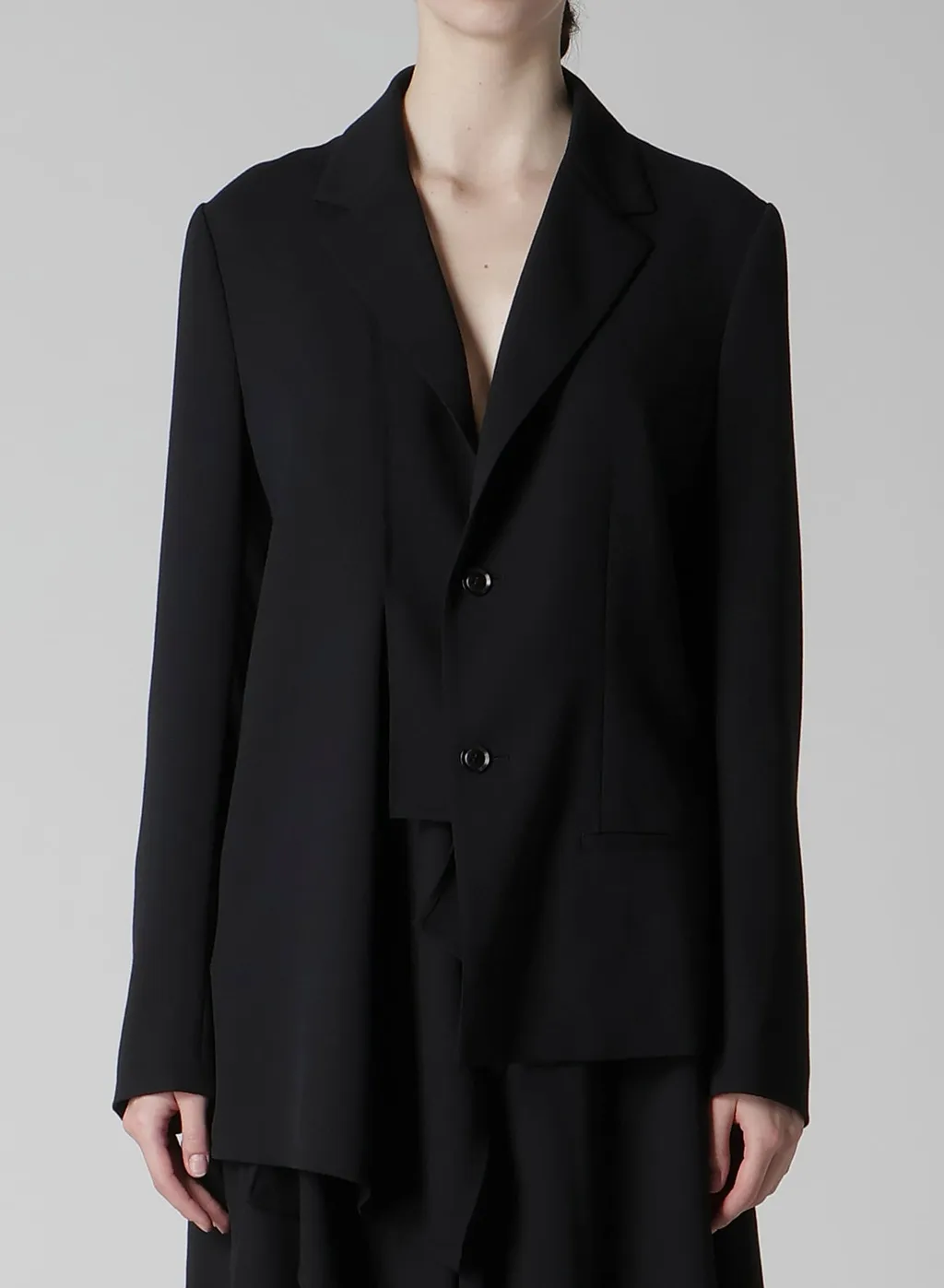 Wool Serge Right Cloth Asymmeteric Jacket