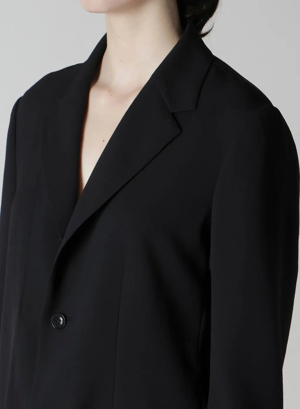 Wool Serge Right Cloth Asymmeteric Jacket