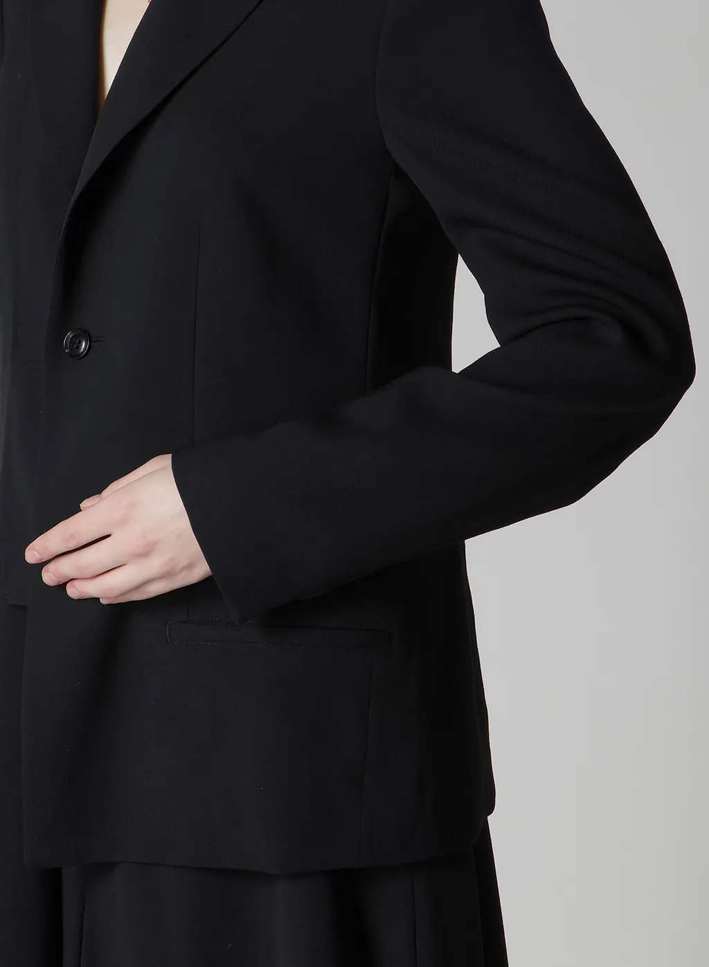 Wool Serge Right Cloth Asymmeteric Jacket