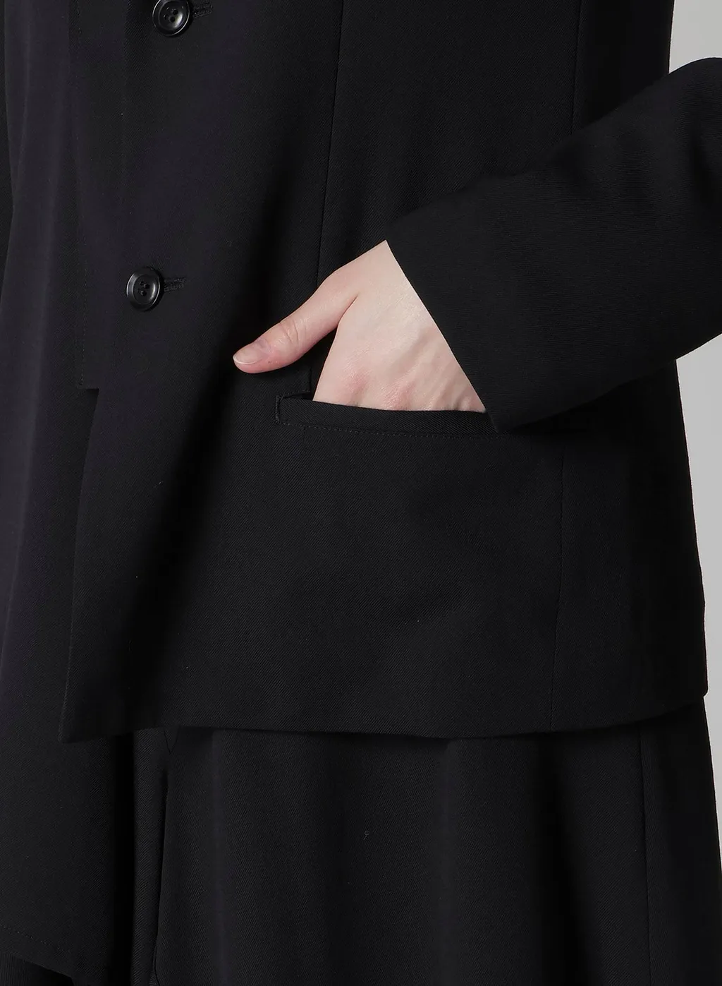 Wool Serge Right Cloth Asymmeteric Jacket