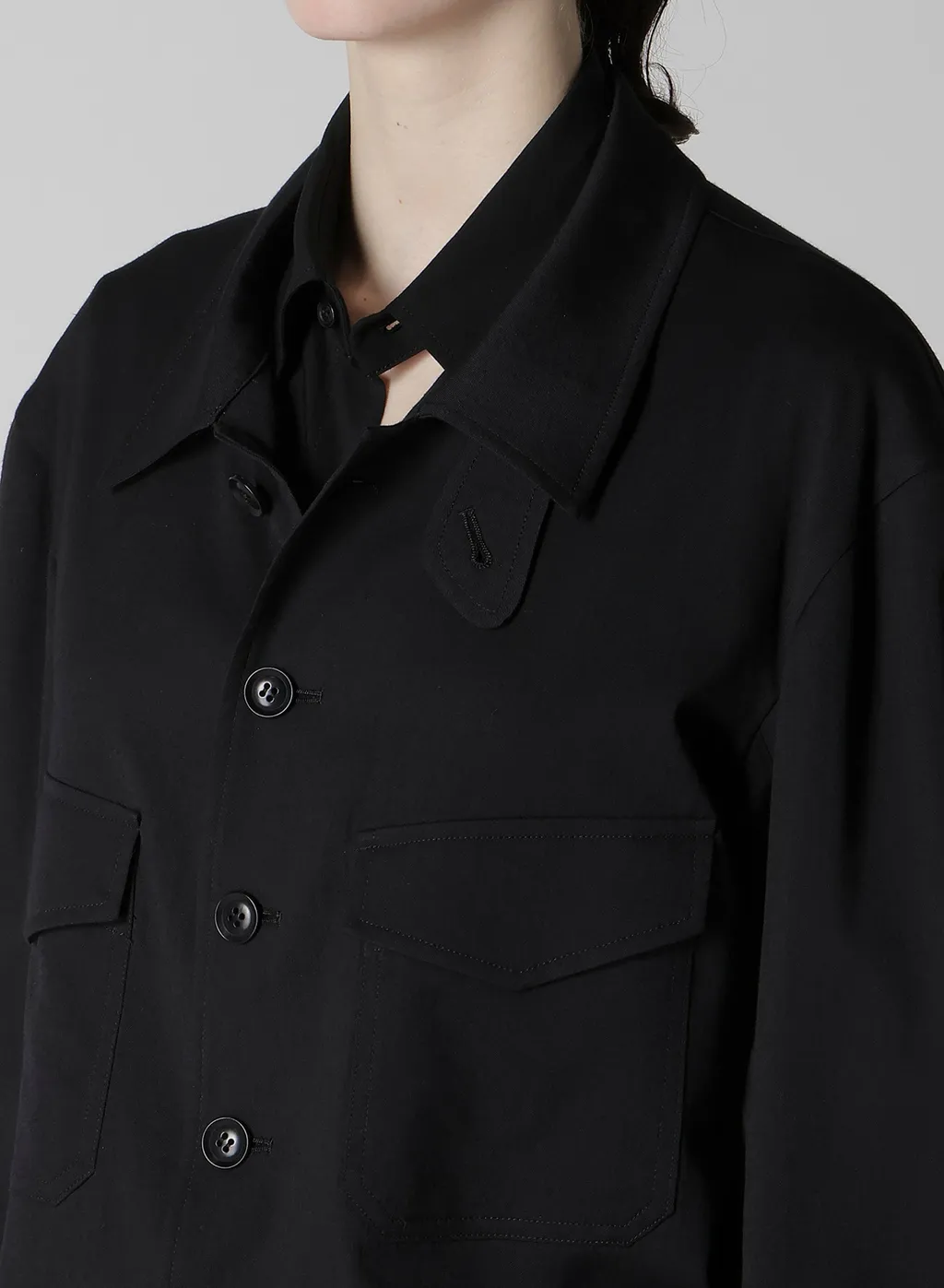Wool Brend Twill Shirt Collar Blouson