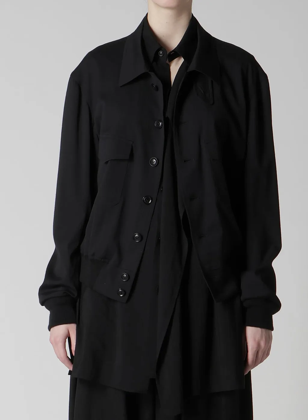 Wool Brend Twill Shirt Collar Blouson