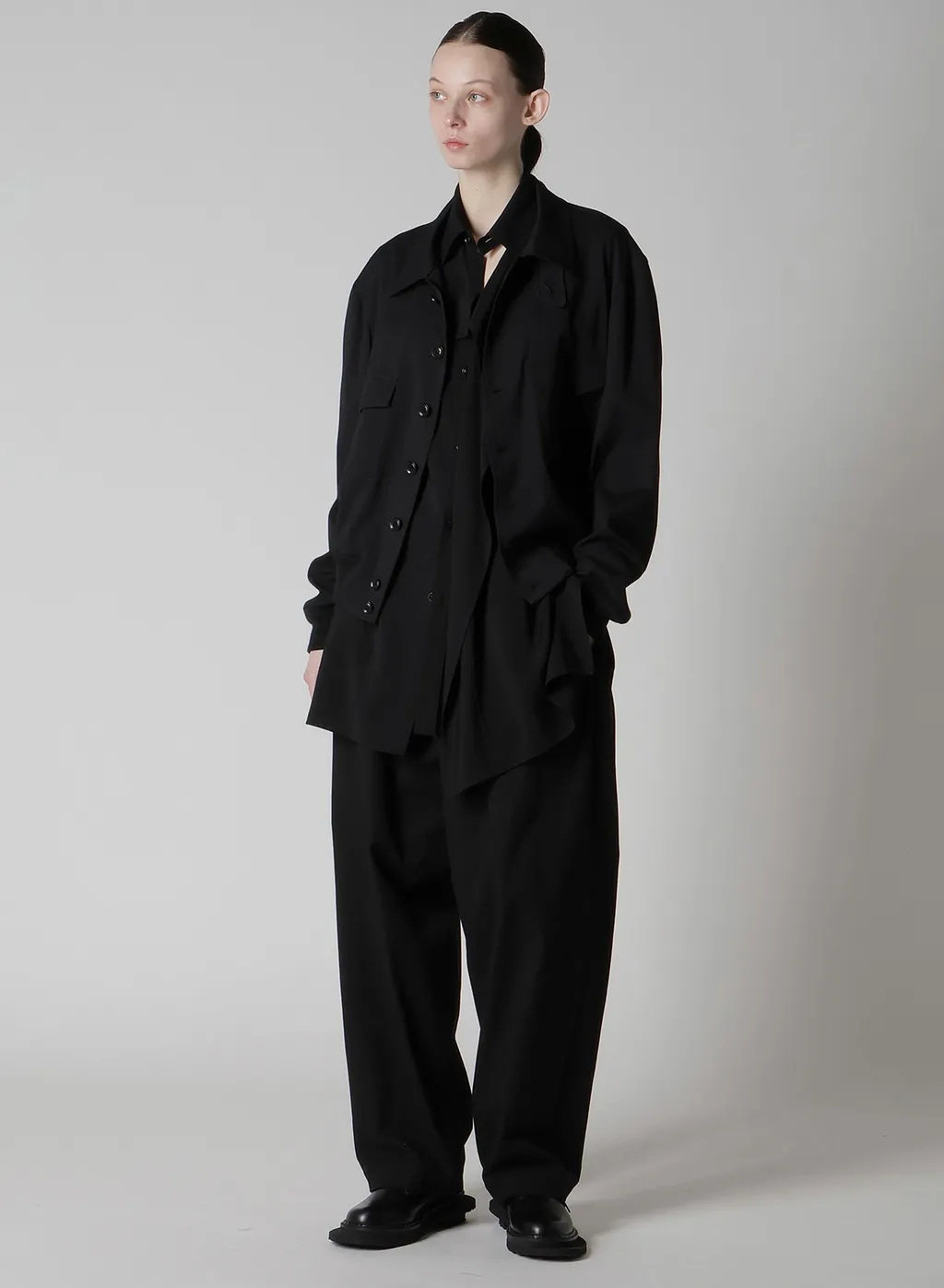 Wool Brend Twill Shirt Collar Blouson