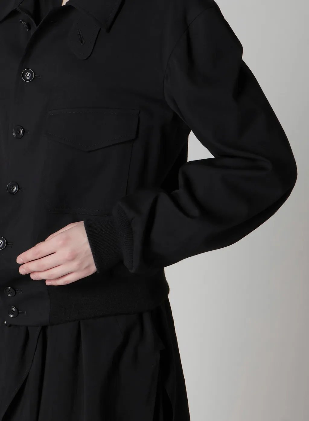 Wool Brend Twill Shirt Collar Blouson