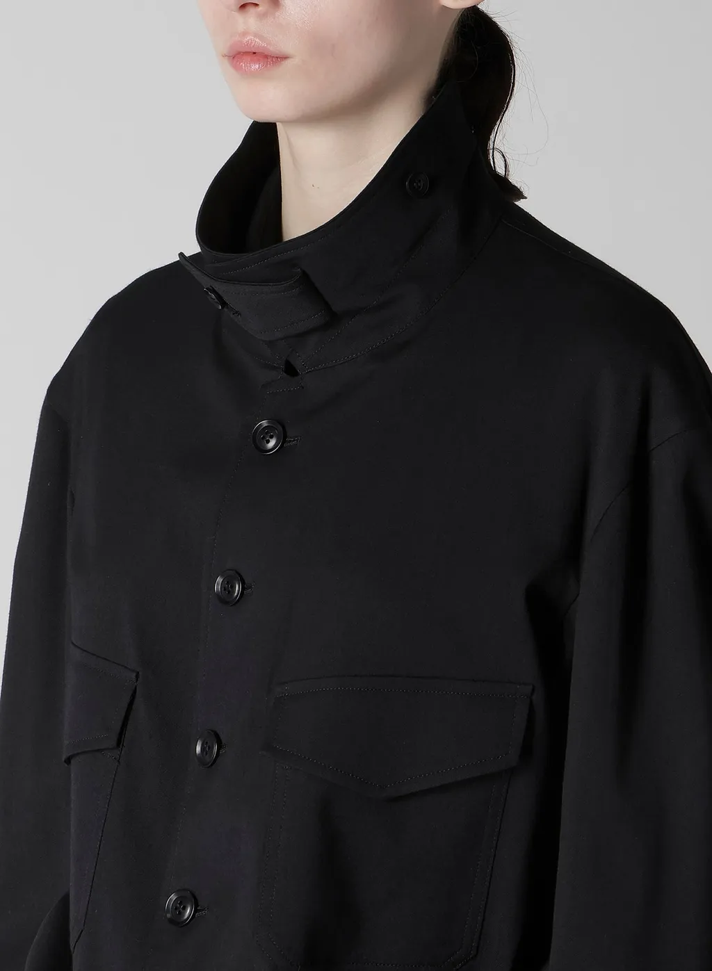 Wool Brend Twill Shirt Collar Blouson