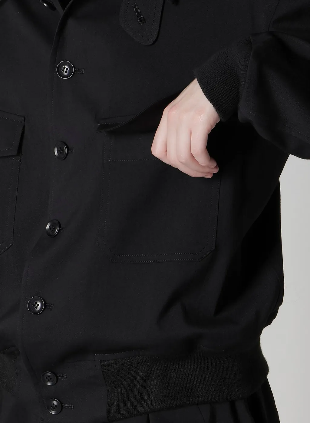 Wool Brend Twill Shirt Collar Blouson