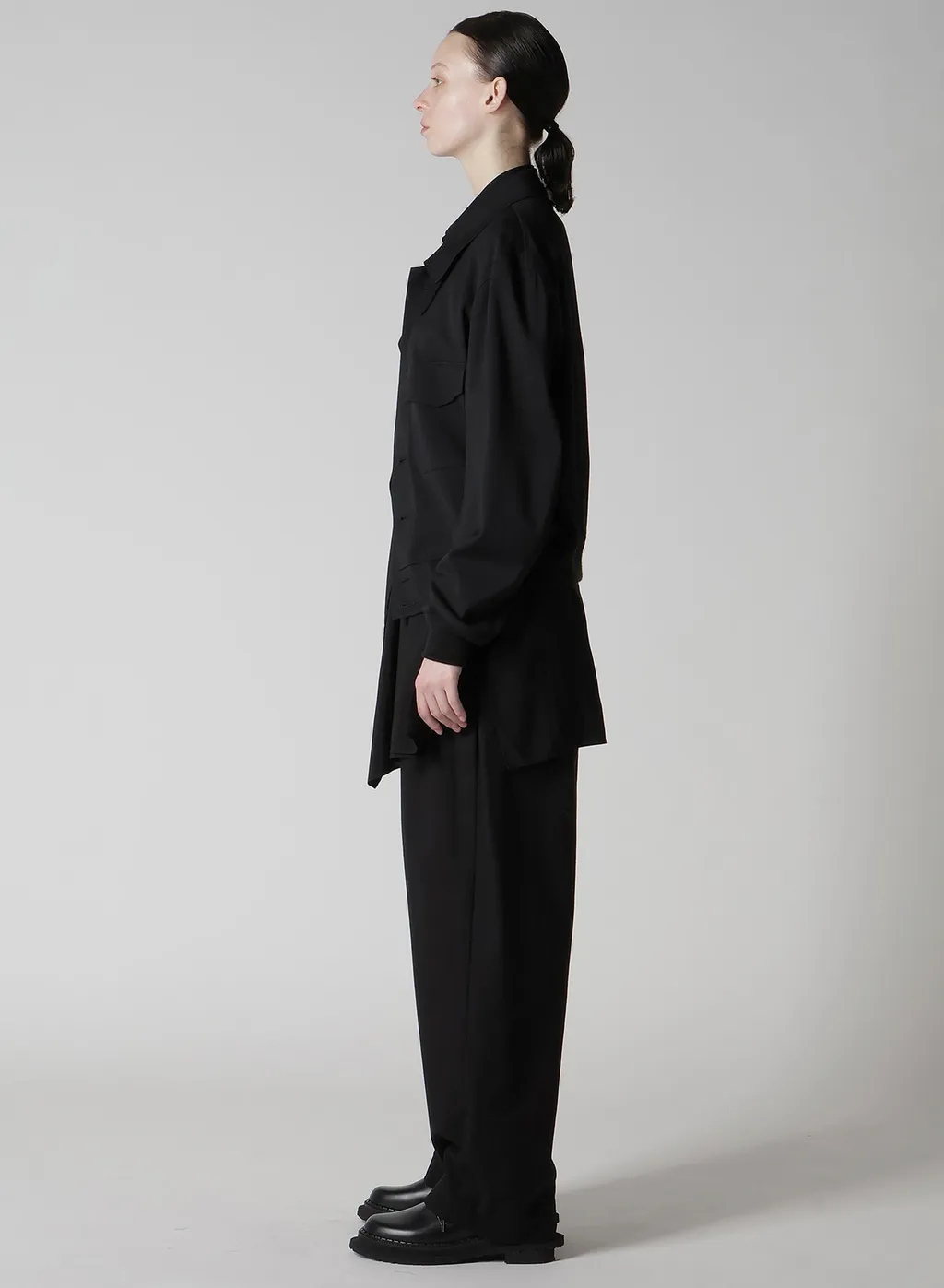 Wool Brend Twill Shirt Collar Blouson
