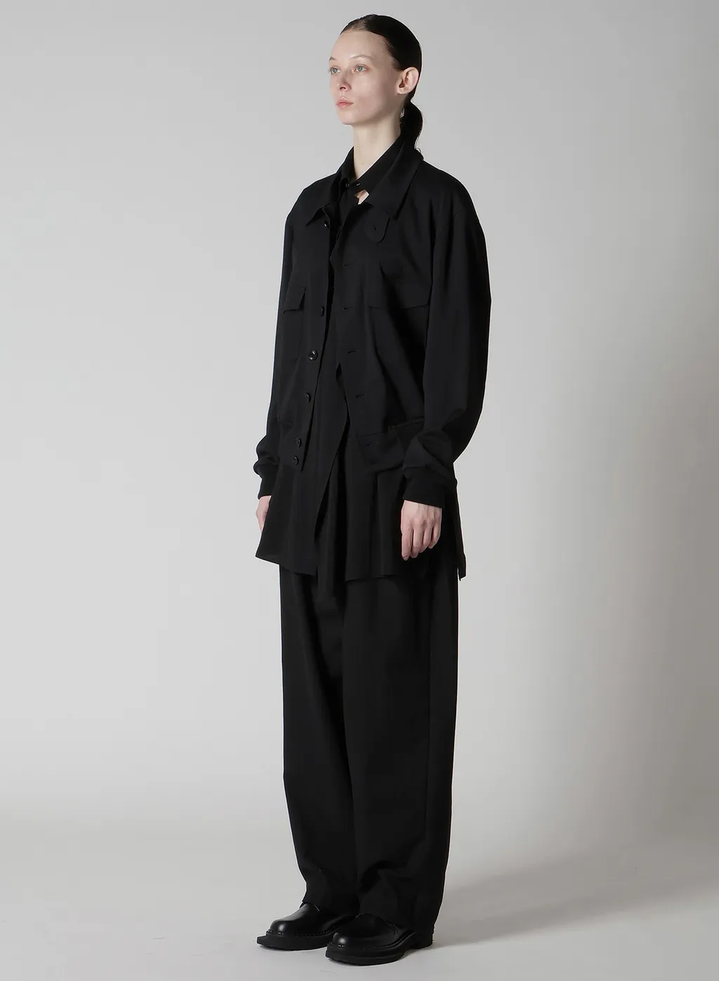 Wool Brend Twill Shirt Collar Blouson