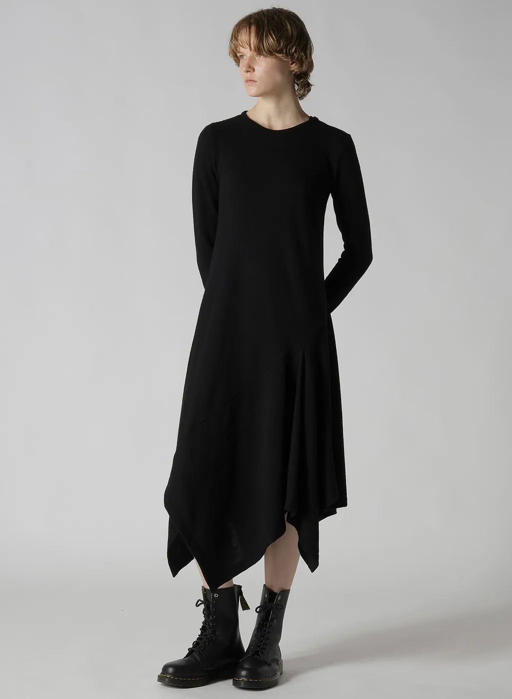 W/Ny Jersey Round Neck Flare Dress