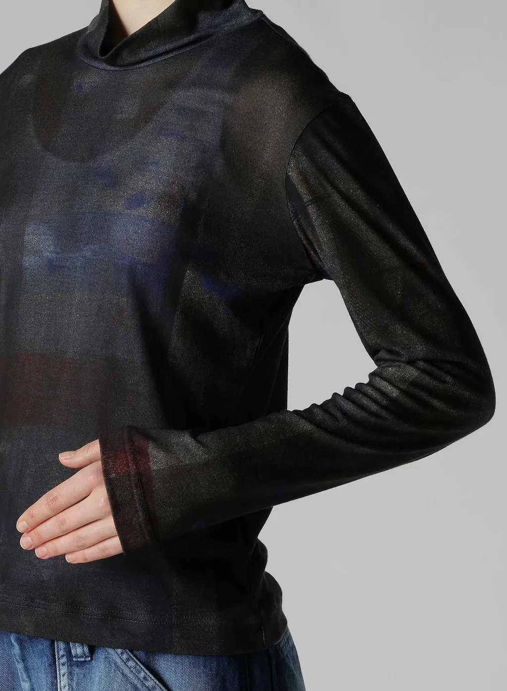 Lyocell Smooth High Neck Sleeve T
