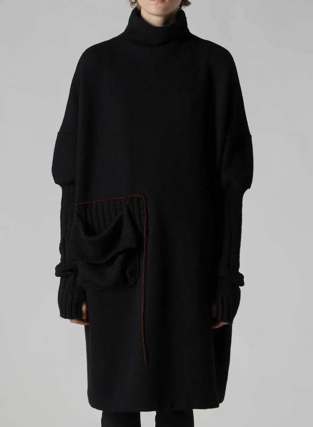 Knit Conbination High Neck Dress