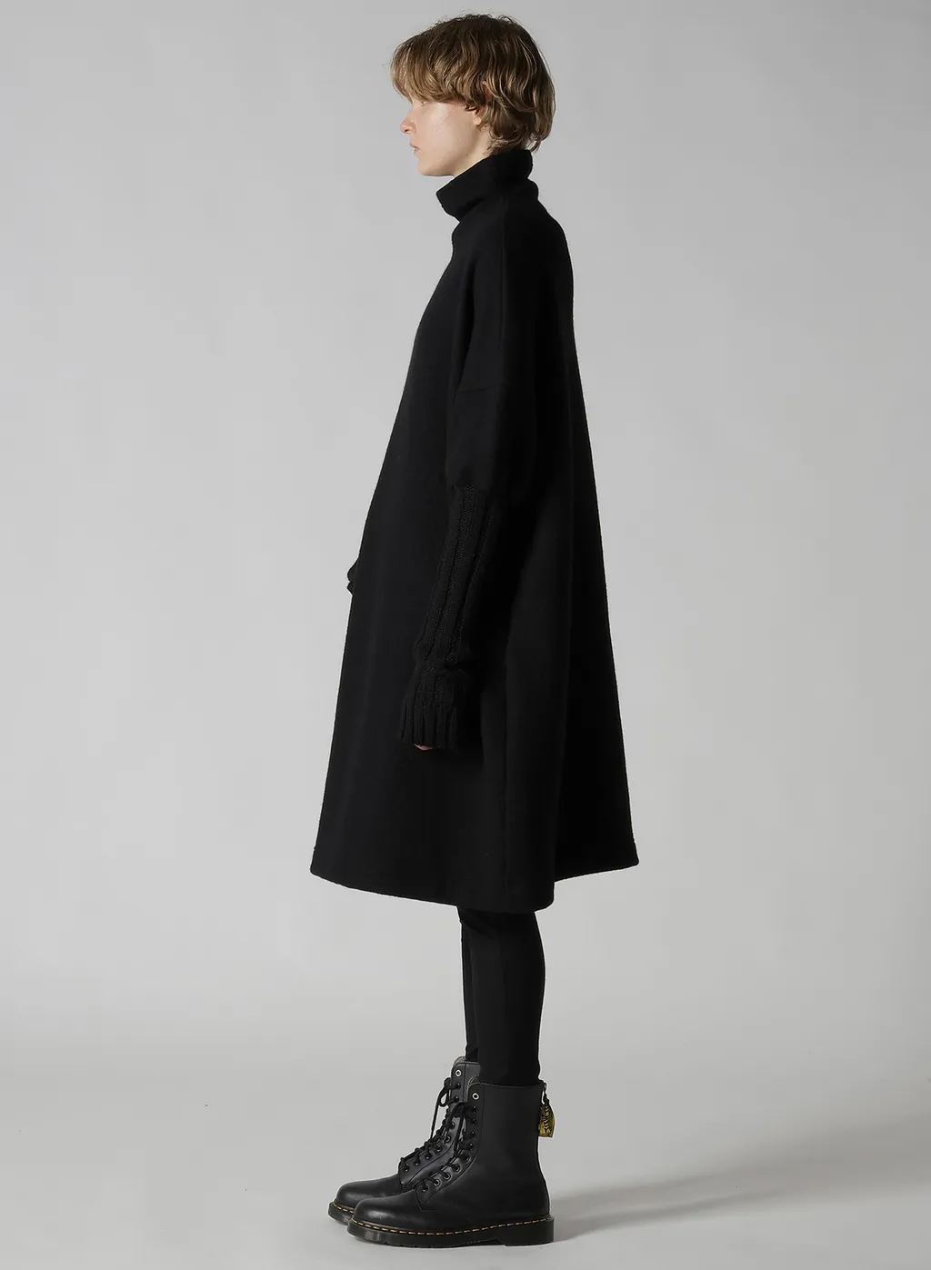 Knit Conbination High Neck Dress