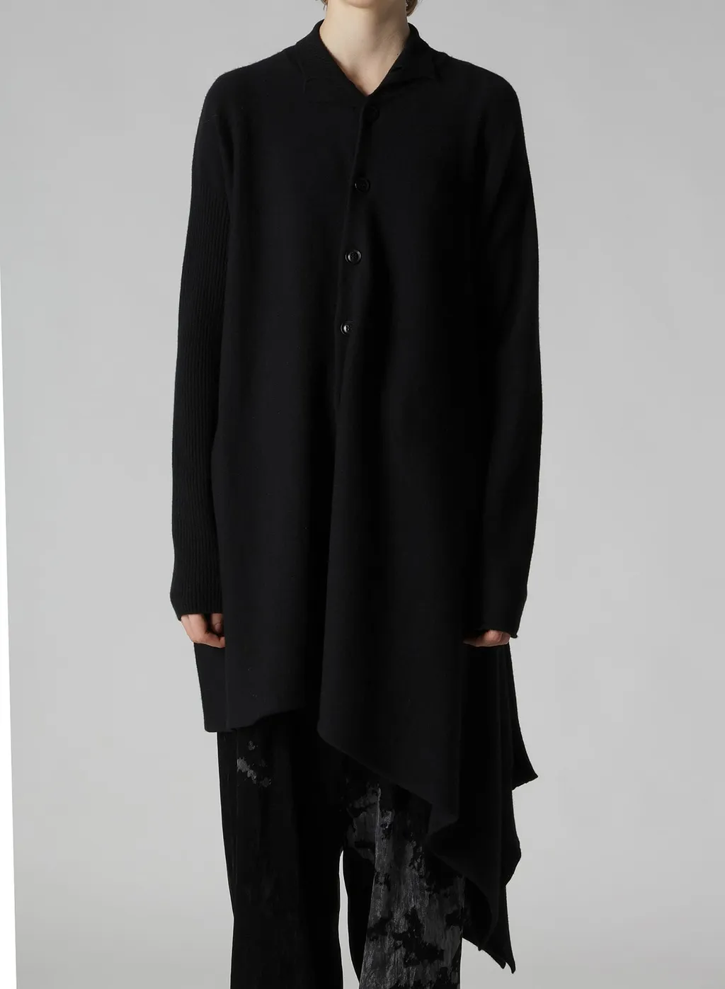 Wool Asymmetric Long Cardigan