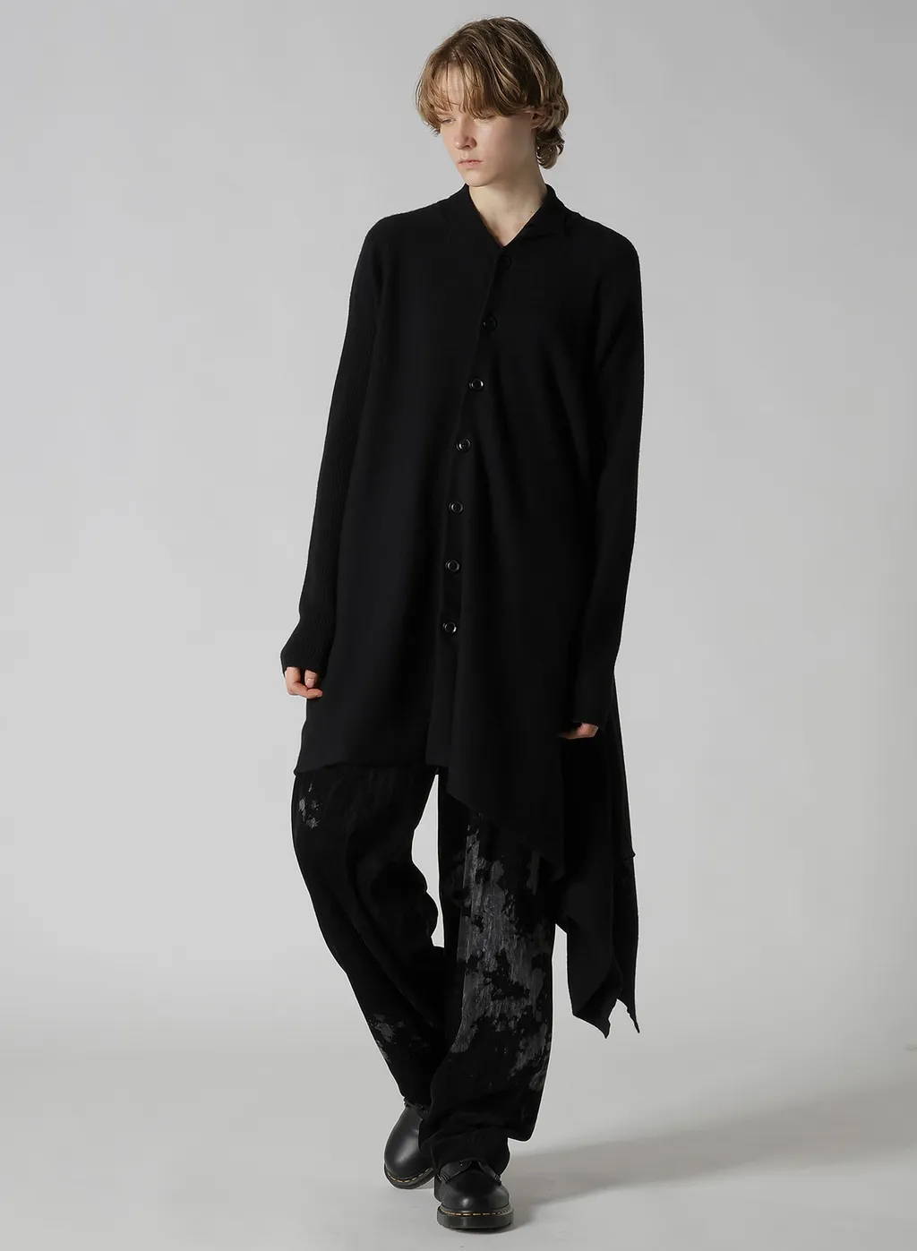 Wool Asymmetric Long Cardigan