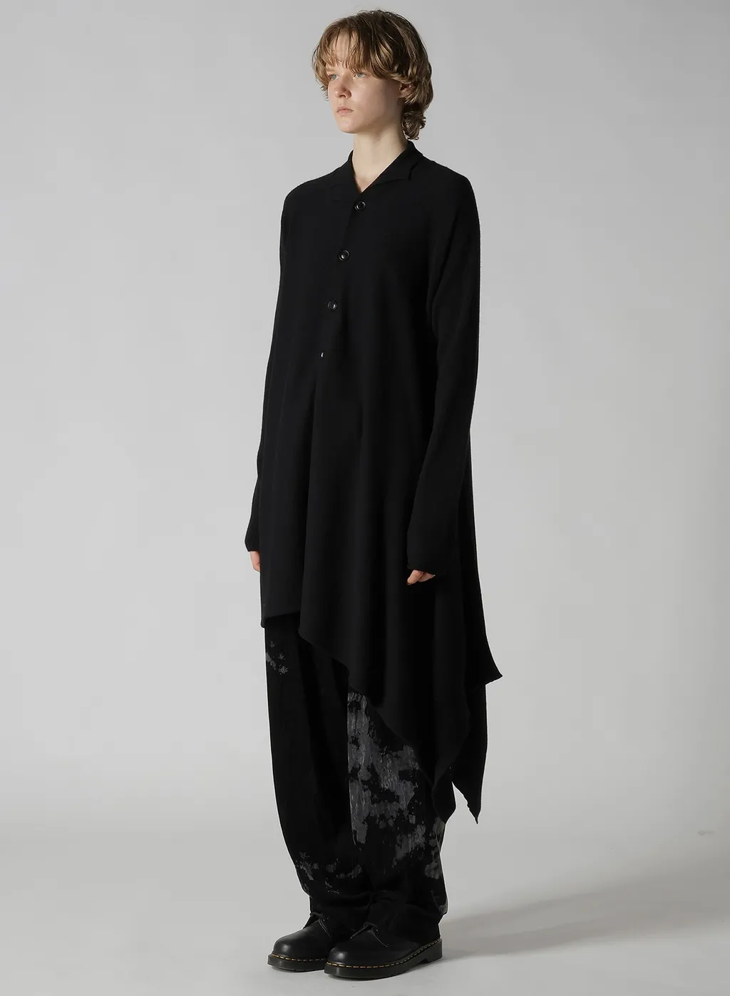 Wool Asymmetric Long Cardigan