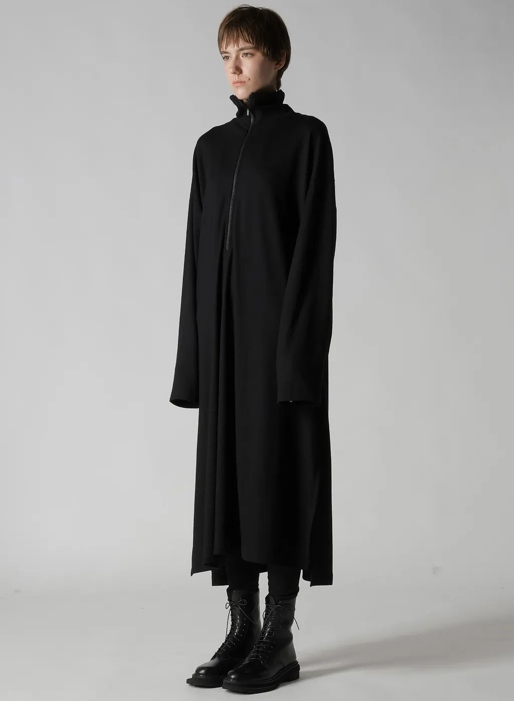 Mild Washable Jersey Stand-Up Collar Dress