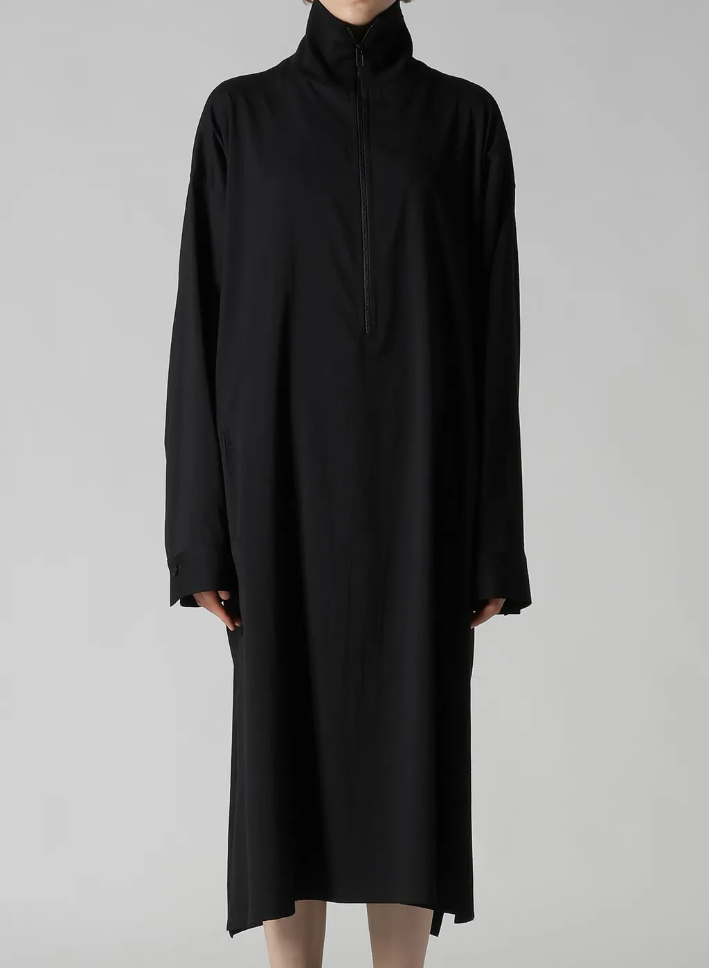 Wool Brend Twill Stand-Up Collar Dress