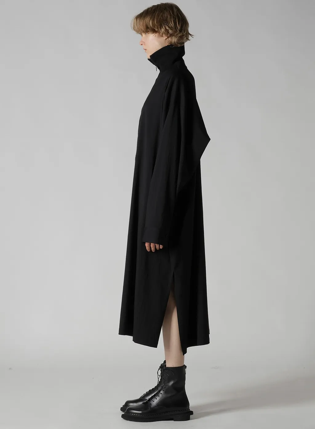 Wool Brend Twill Stand-Up Collar Dress
