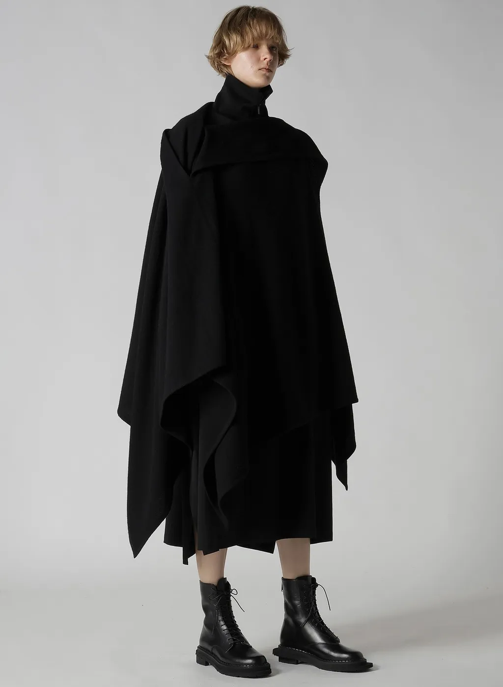 Wool Brend Twill Stand-Up Collar Dress