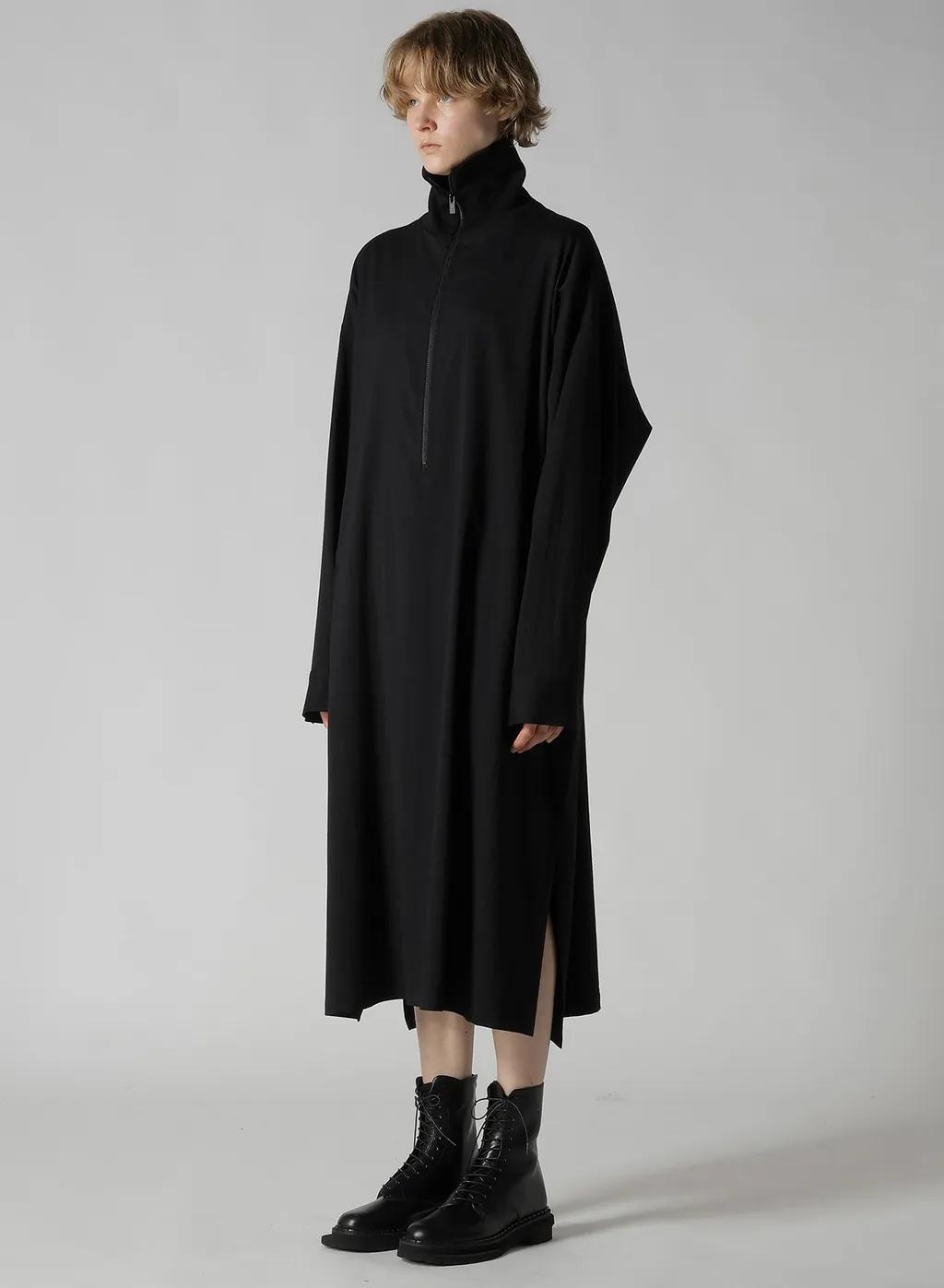 Wool Brend Twill Stand-Up Collar Dress