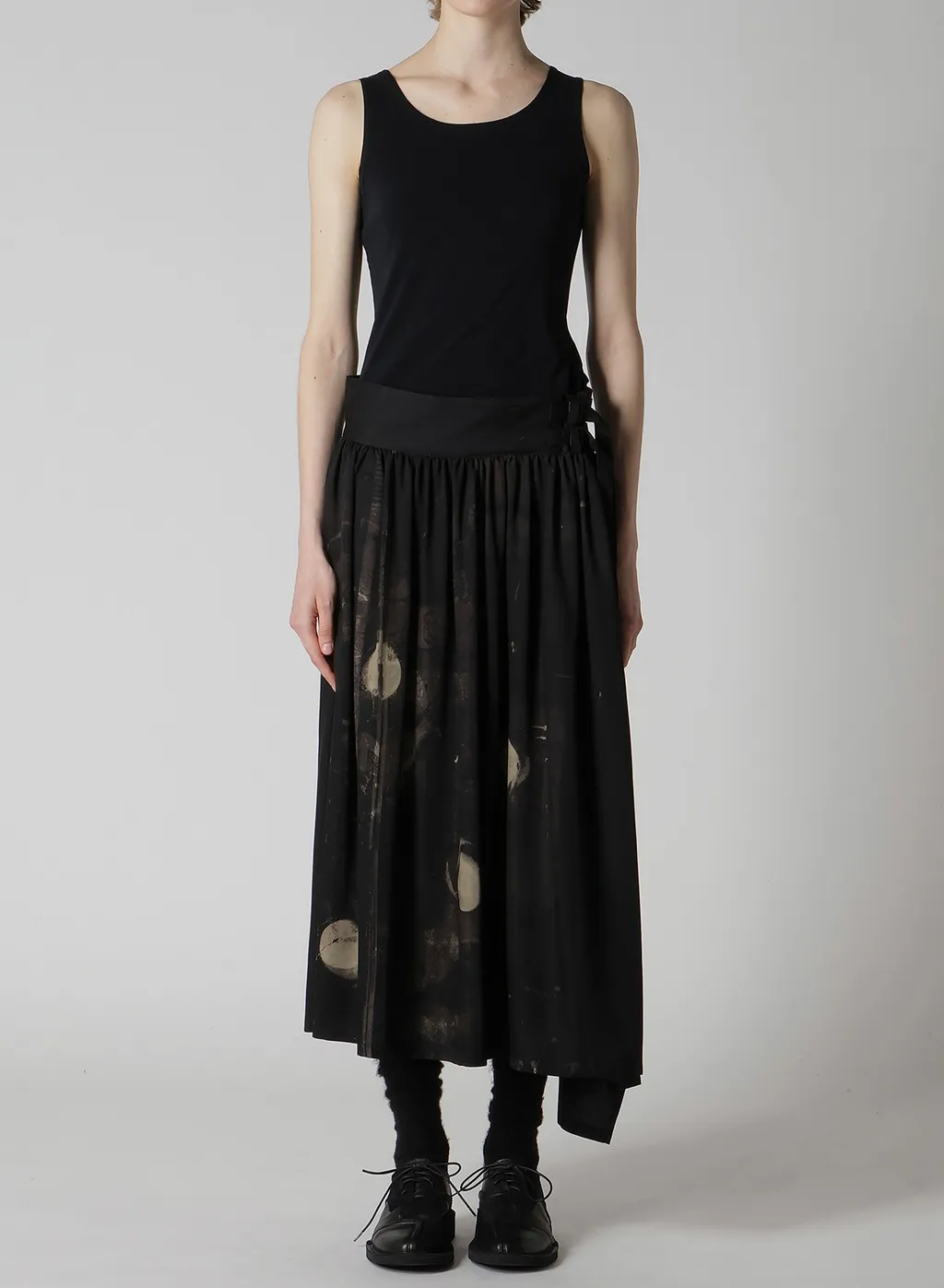 Dungeree Twill Asymmetric Gather Skirt